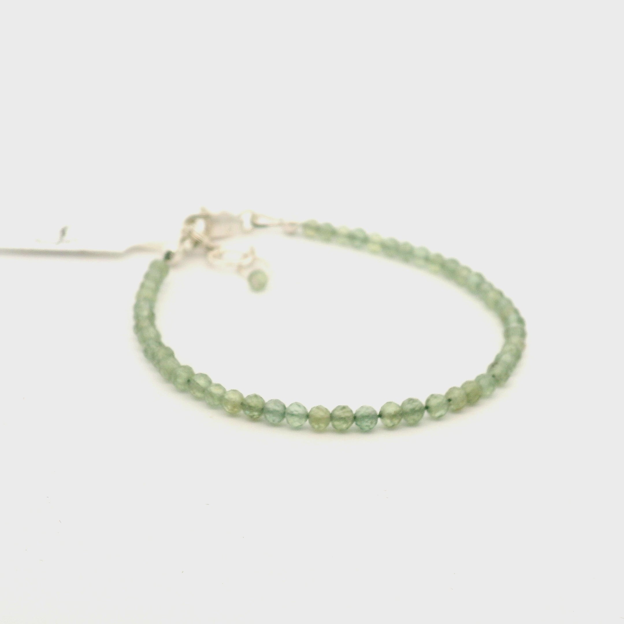 Green Apatite Micro Faceted Bracelet 925 Silver for Heart Connection and Manifestation