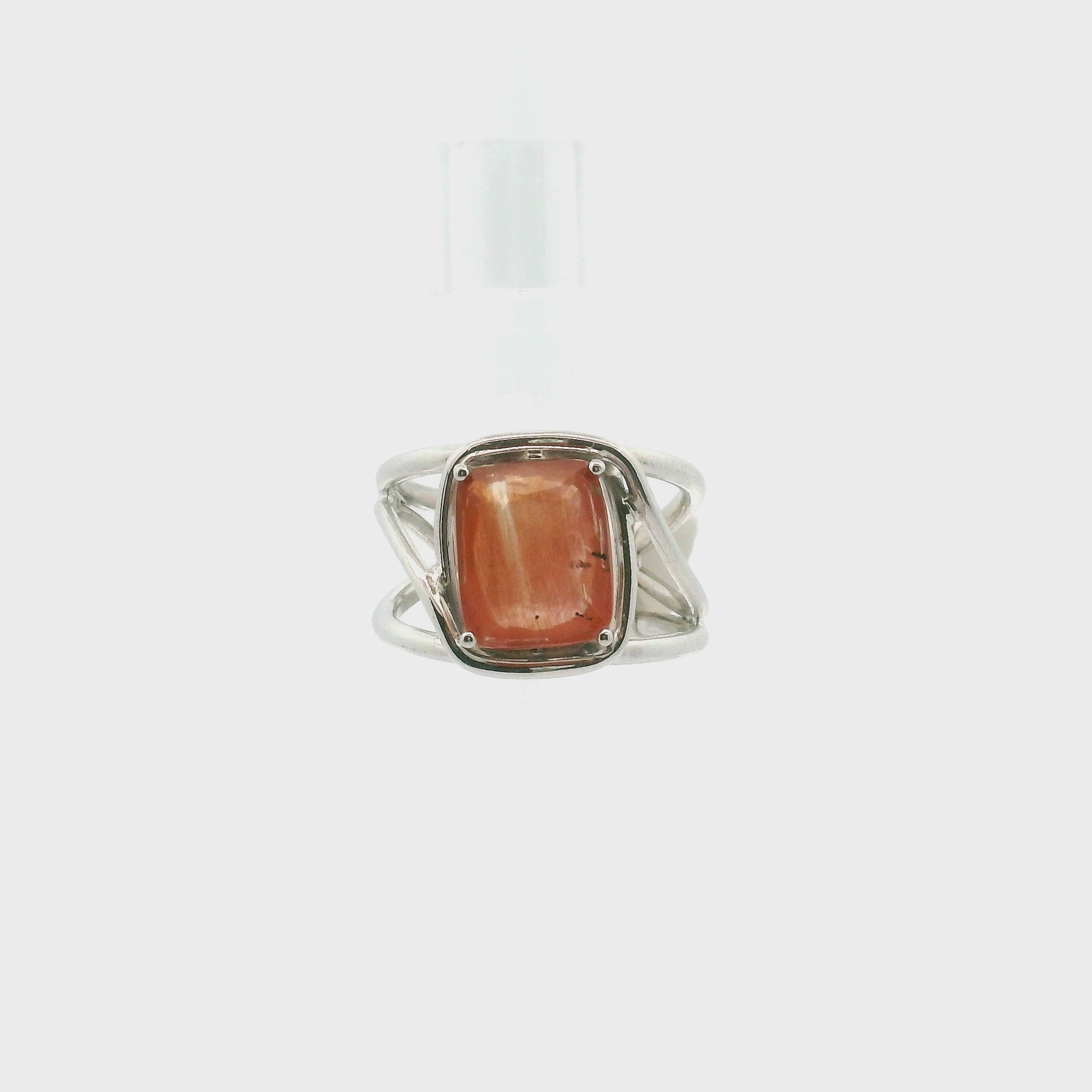 Solar Scapolite Cuff Ring .925 Silver for Enhancing Communication with Guides, Insight & Memory