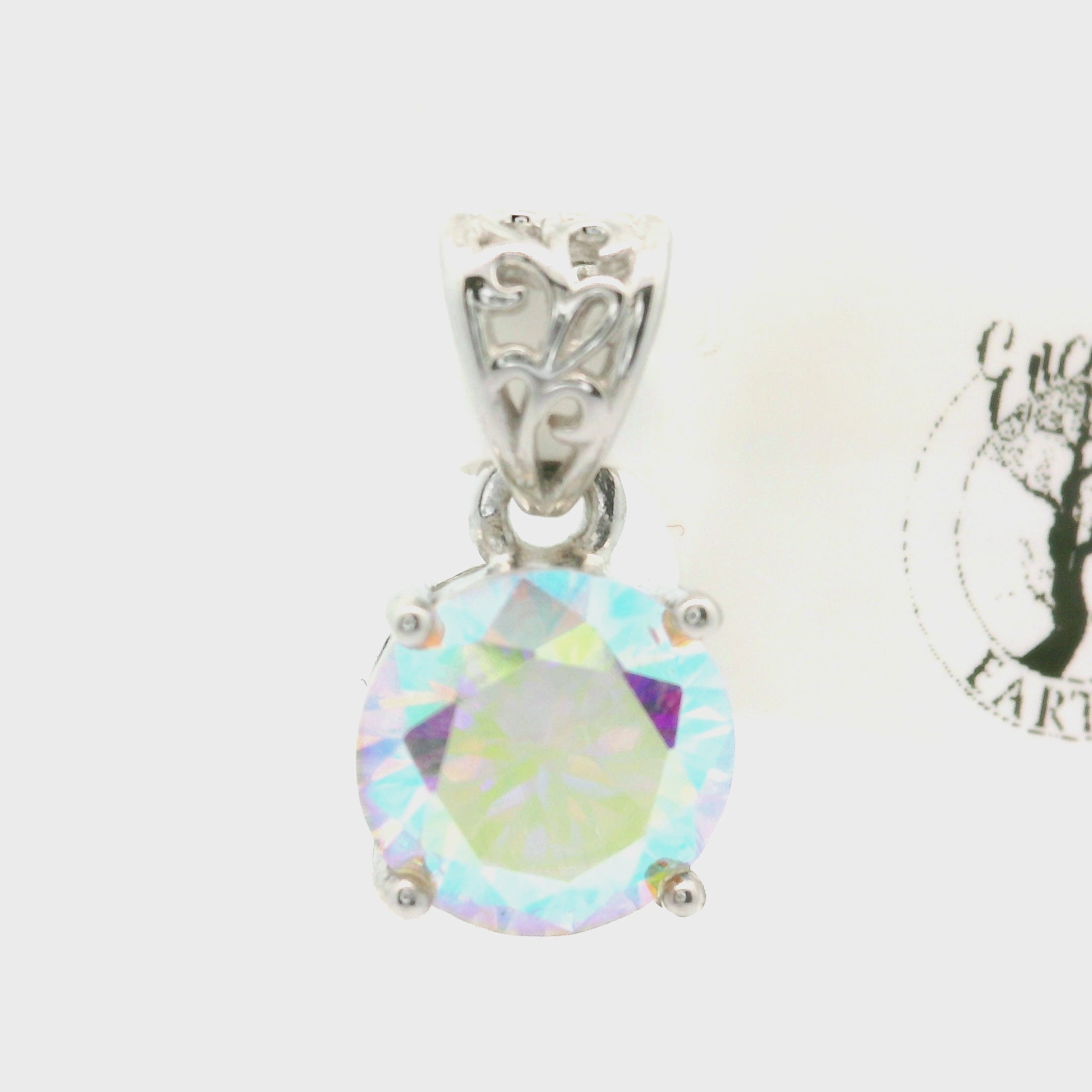 Aura Moissanite (Lab) Pendant .925 Silver for Enlightenment, Inner Peace & Spiritual Transformation