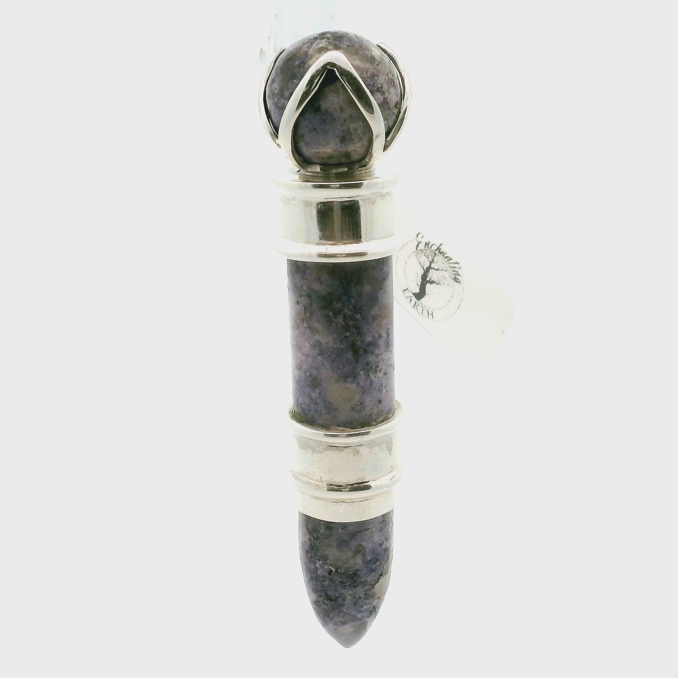 Pink & Purple Lepidolite Wandlet Wand Pendant .925 Silver for Energetic Balance and Purification