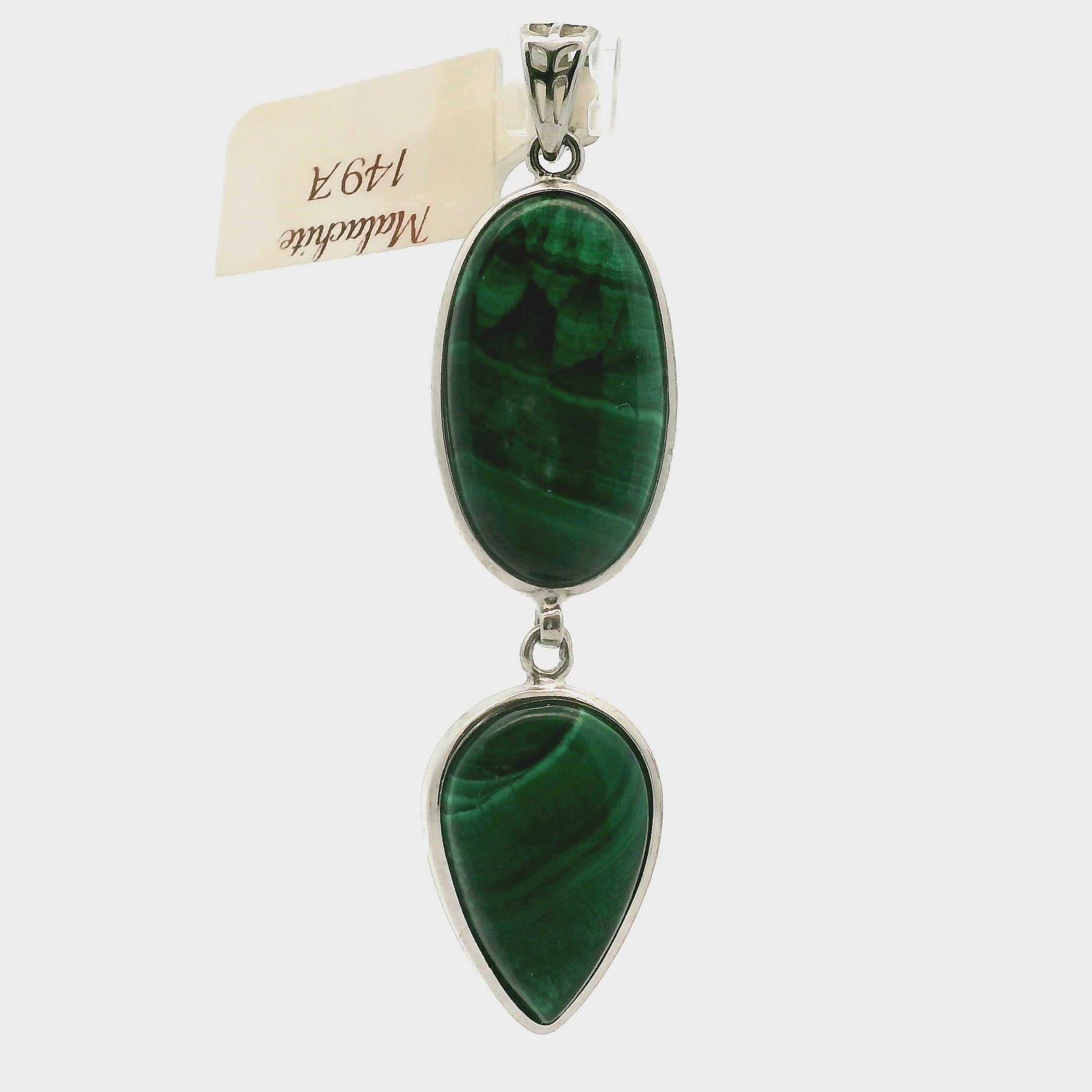 Malachite Multi-Stone Pendant .925 Silver for Abundance, Luck and Transformation