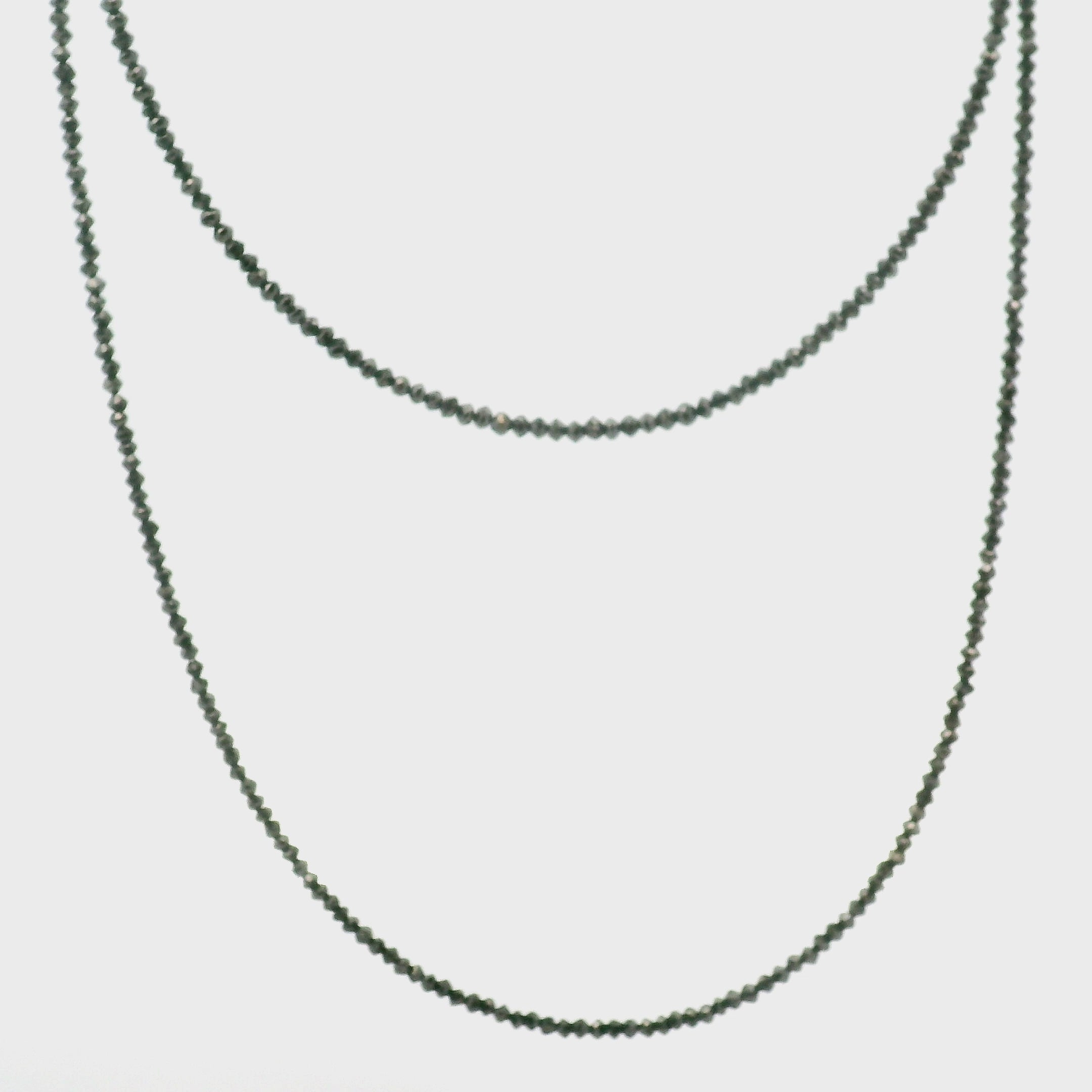 Black Diamond Necklace 14K White Gold for Prosperity and Personal Power