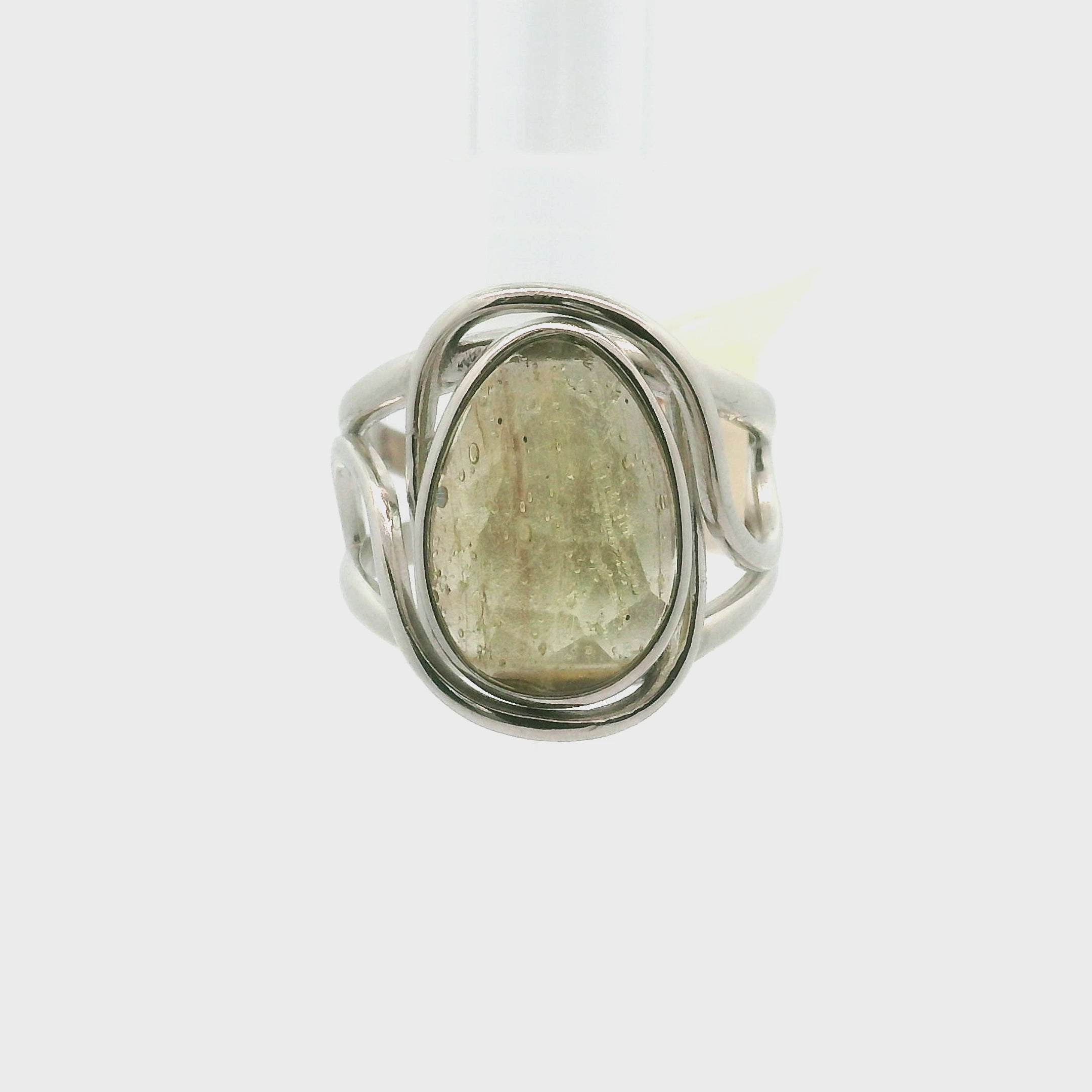 Roman Glass Cuff Ring 925 Silver for Ancient Wisdom, Intuition and Past Life Recall