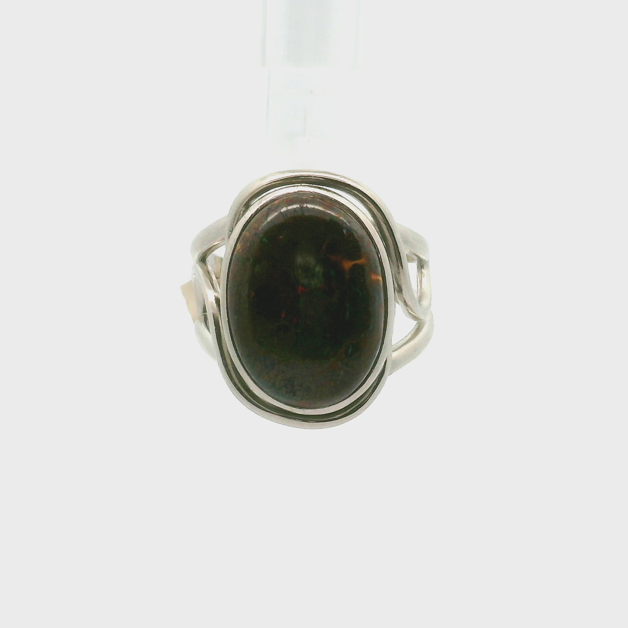 Boulder Opal Cuff Ring .925 Silver for Emotional Support, Joy and Self Worth
