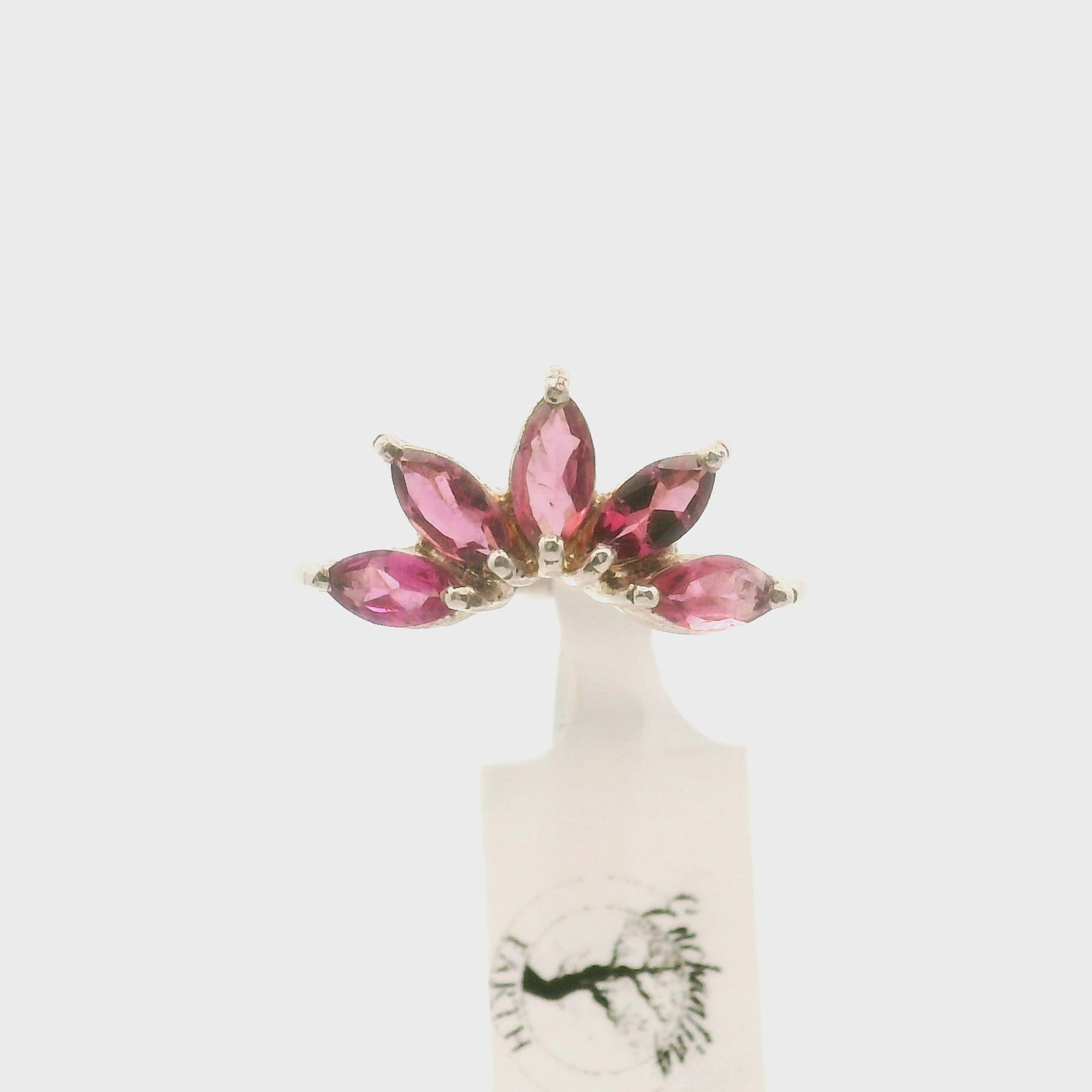 Pink Tourmaline Lotus Ring .925 Silver for Joy, Kindness and Love