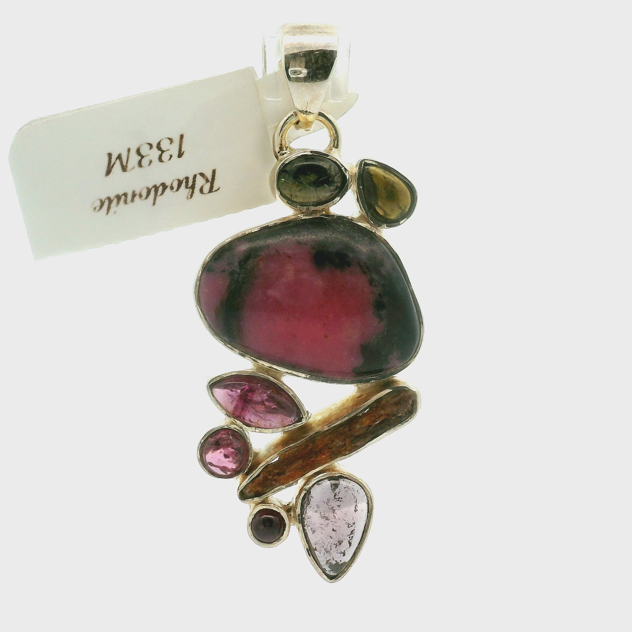 Rhodonite Multi-Stone Pendant .925 Sterling Silver for Attracting Love, Harmonizing Relationships and Knowing your Worth