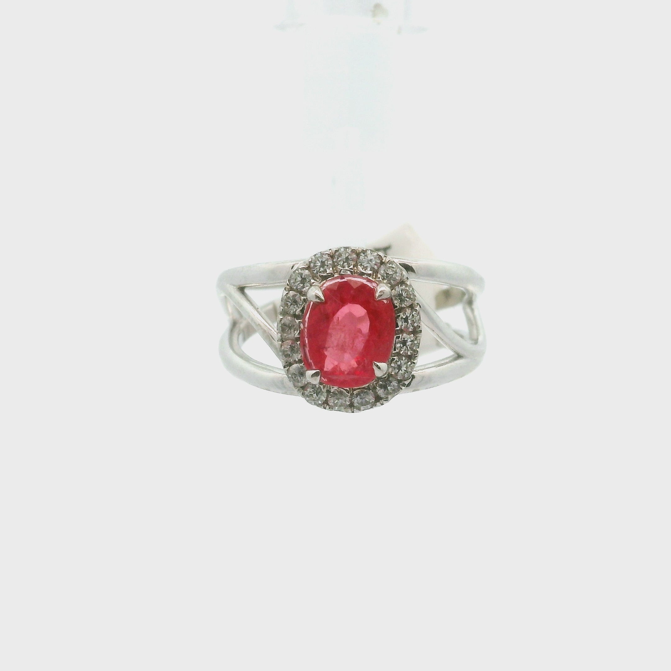 Rhodonite with Clear Zircon Pavé Cuff Ring .925 Silver for Harmonizing Relationships and Promoting Love