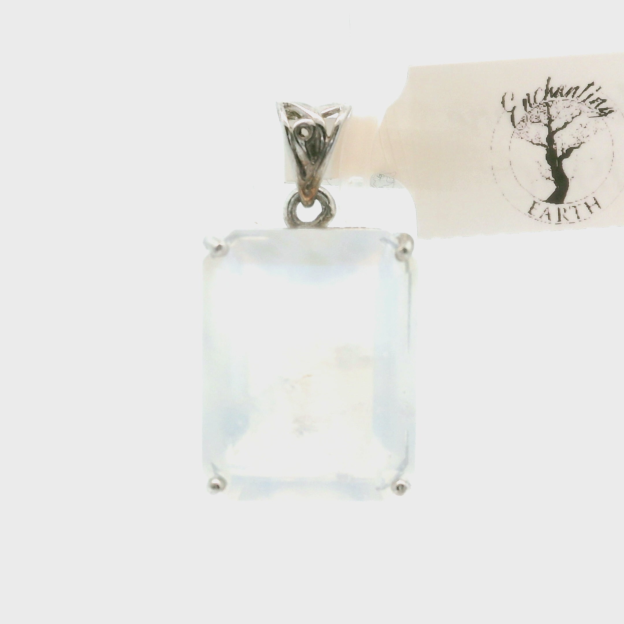 Rainbow Moonstone Faceted Pendant .925 Silver for Intuition and Energetic Purification