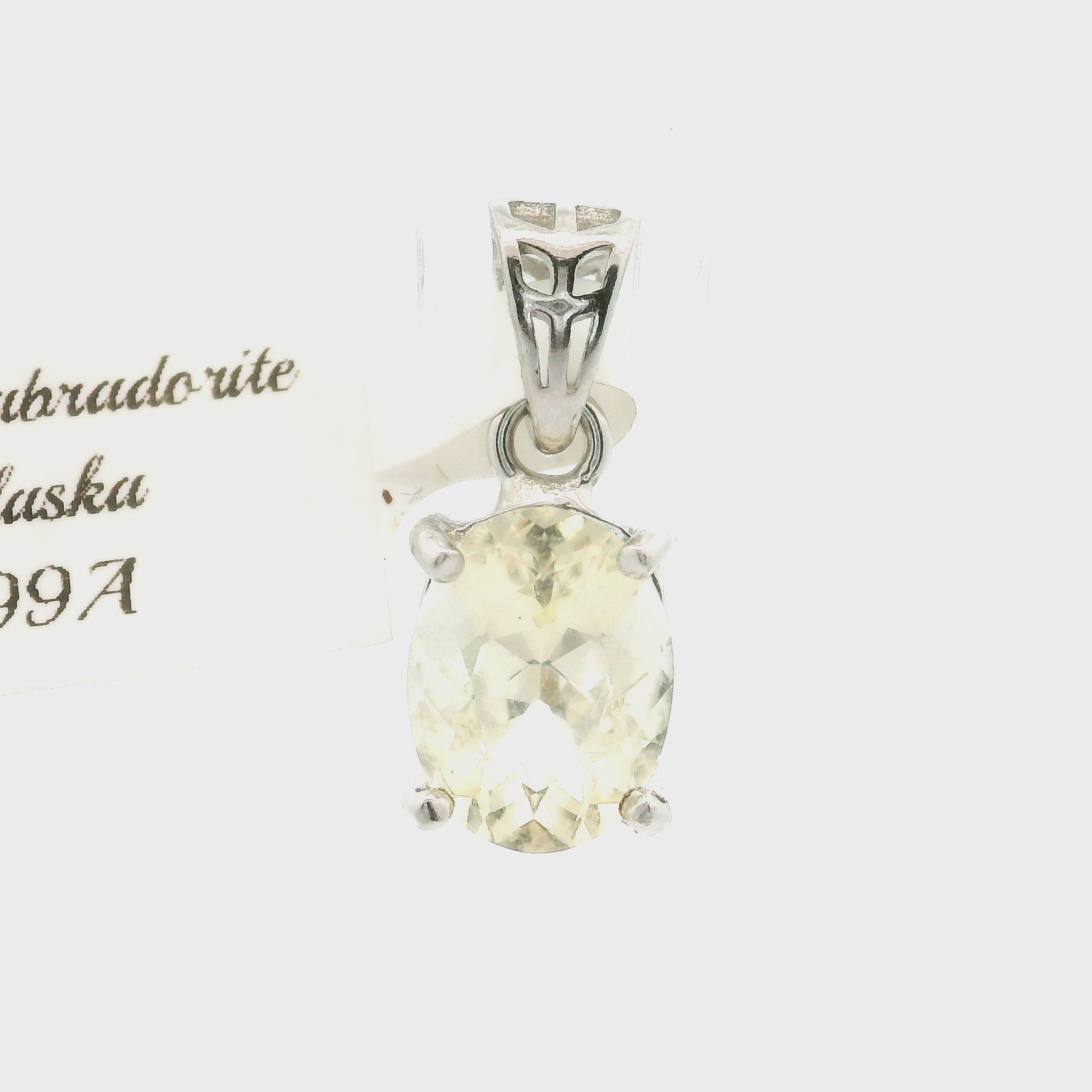 Golden Labradorite Pendant .925 Sterling Silver for Meditation and Visualization