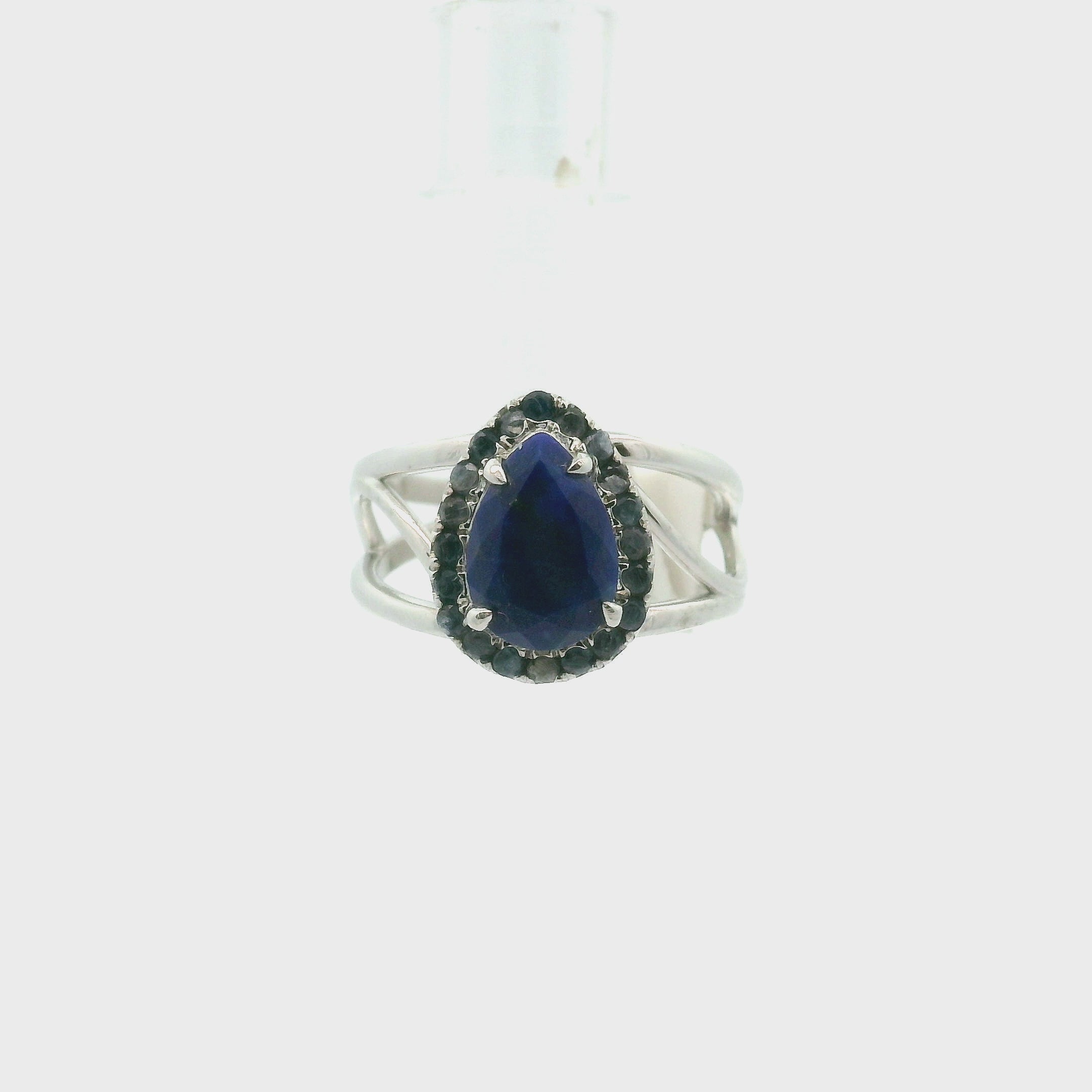 Lapis Lazuli with Kyanite Pavé Cuff Ring .925 Silver for Power, Confidence and Heightened Intuition
