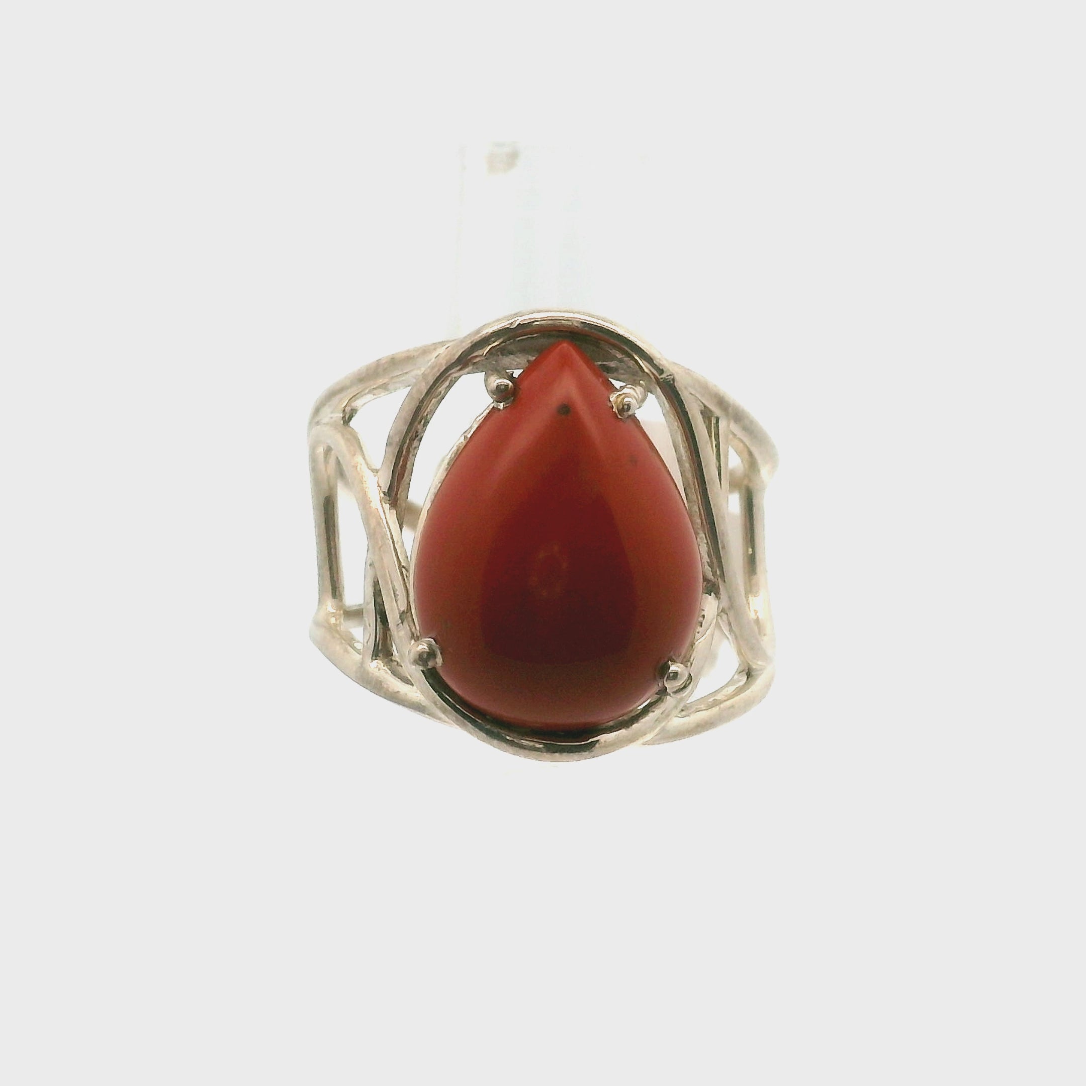 Red Jasper Cuff Ring .925 Silver for Creativity, Strength and Vitality