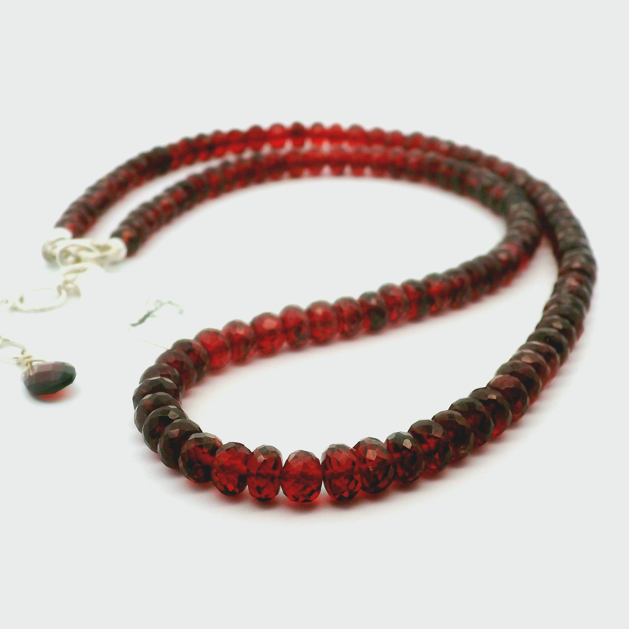 Garnet Micro Faceted Rondelle Necklace 925 Silver for Manifesting Love and Success in your Career, Protection and Wealth