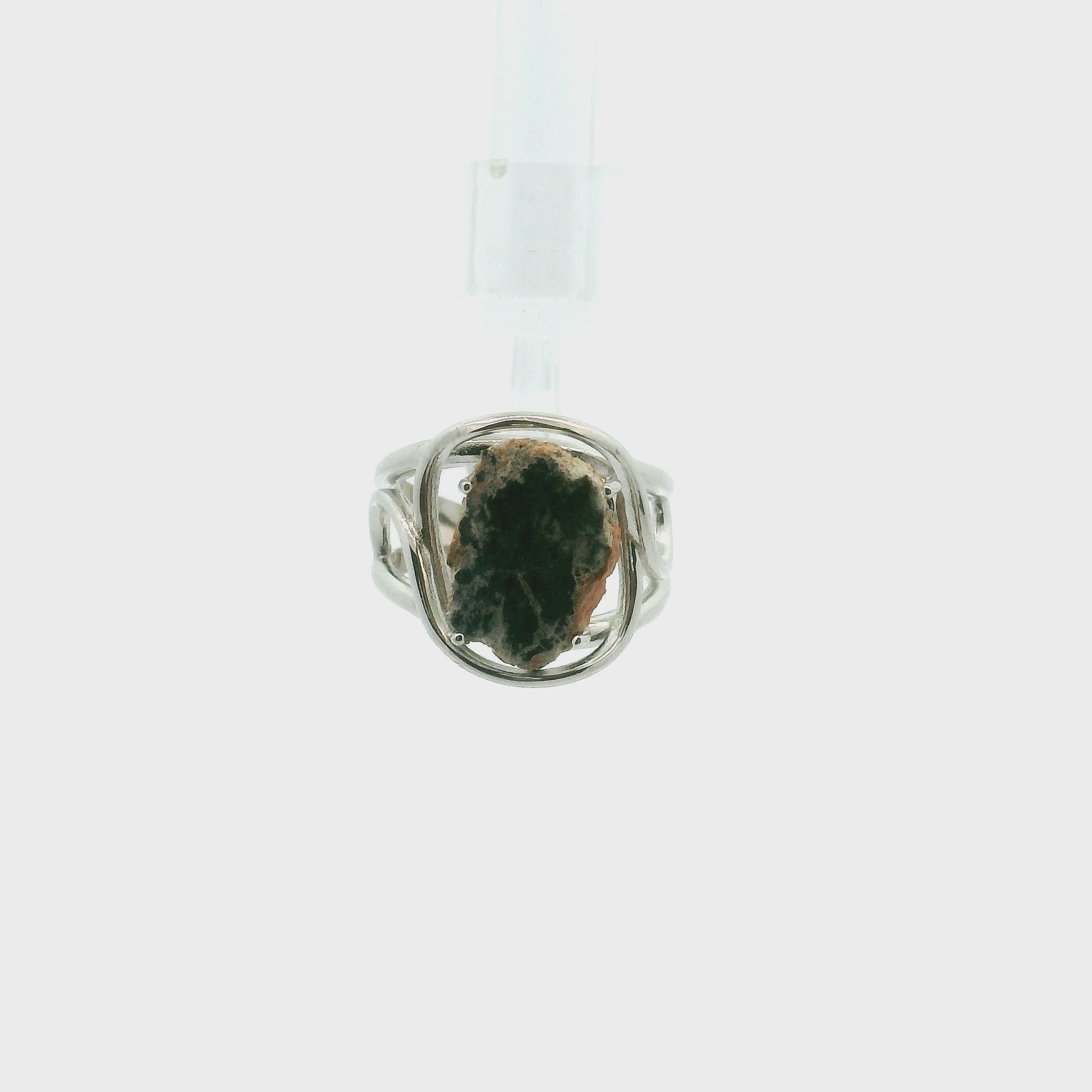 Lunar Geode Slice Adjustable Ring .925 Silver for Manifestation