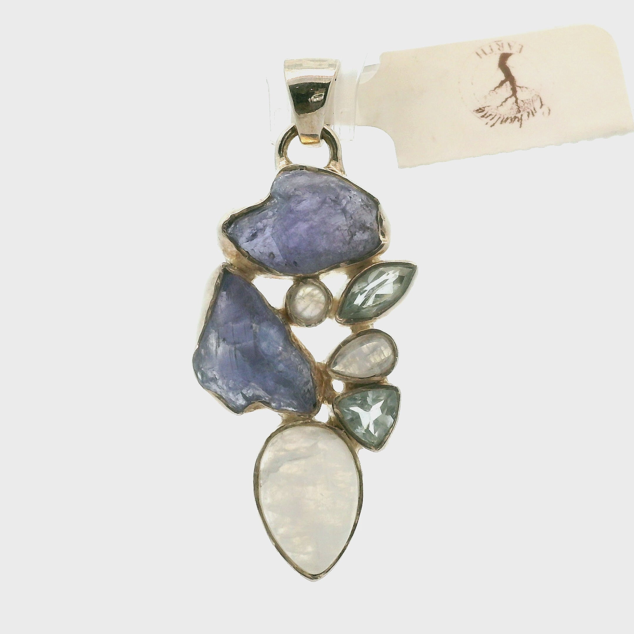 Tanzanite Multi-Stone Pendant .925 Silver for Elevating your Consciousness