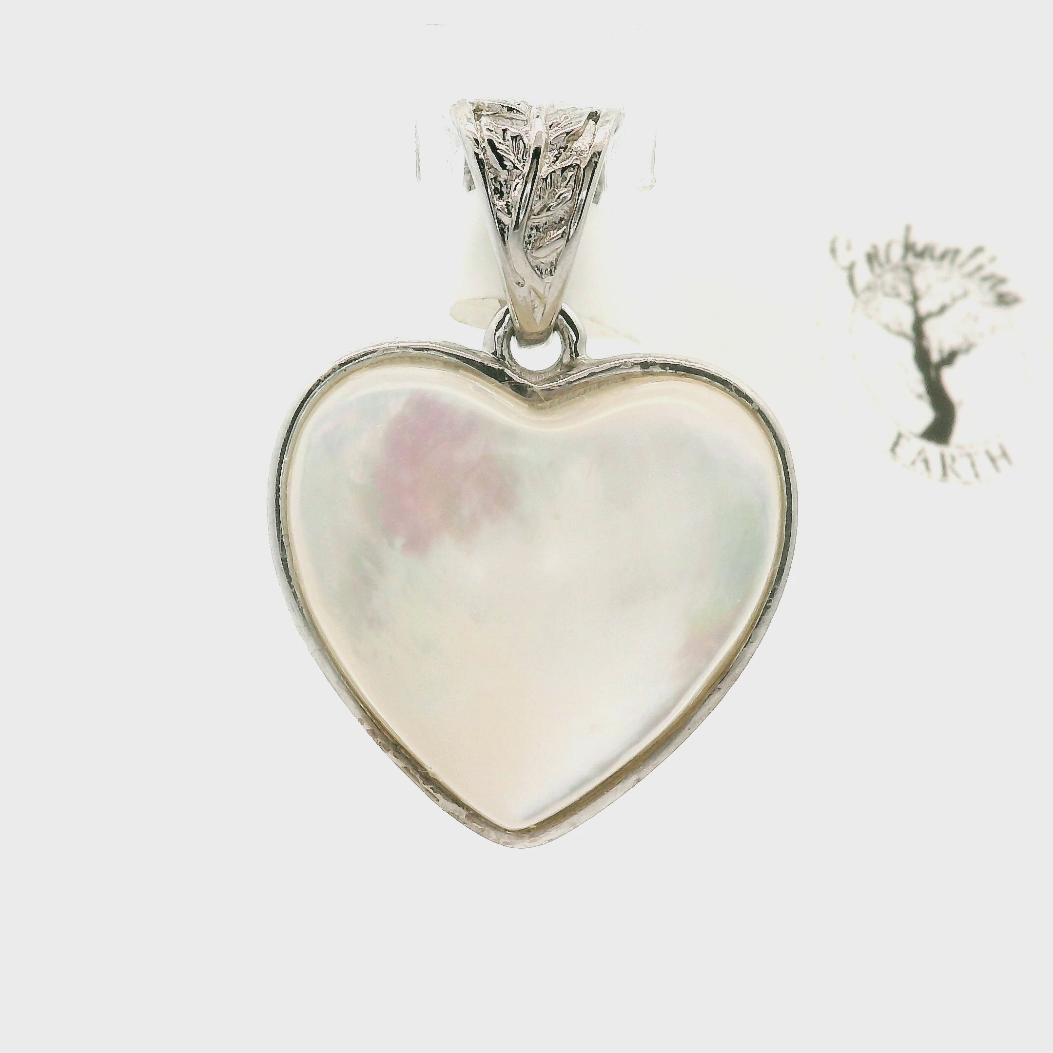 Mother of Pearl Heart Pendant .925 Silver for Embracing your Feminine Power, Memory and Peace of Mind