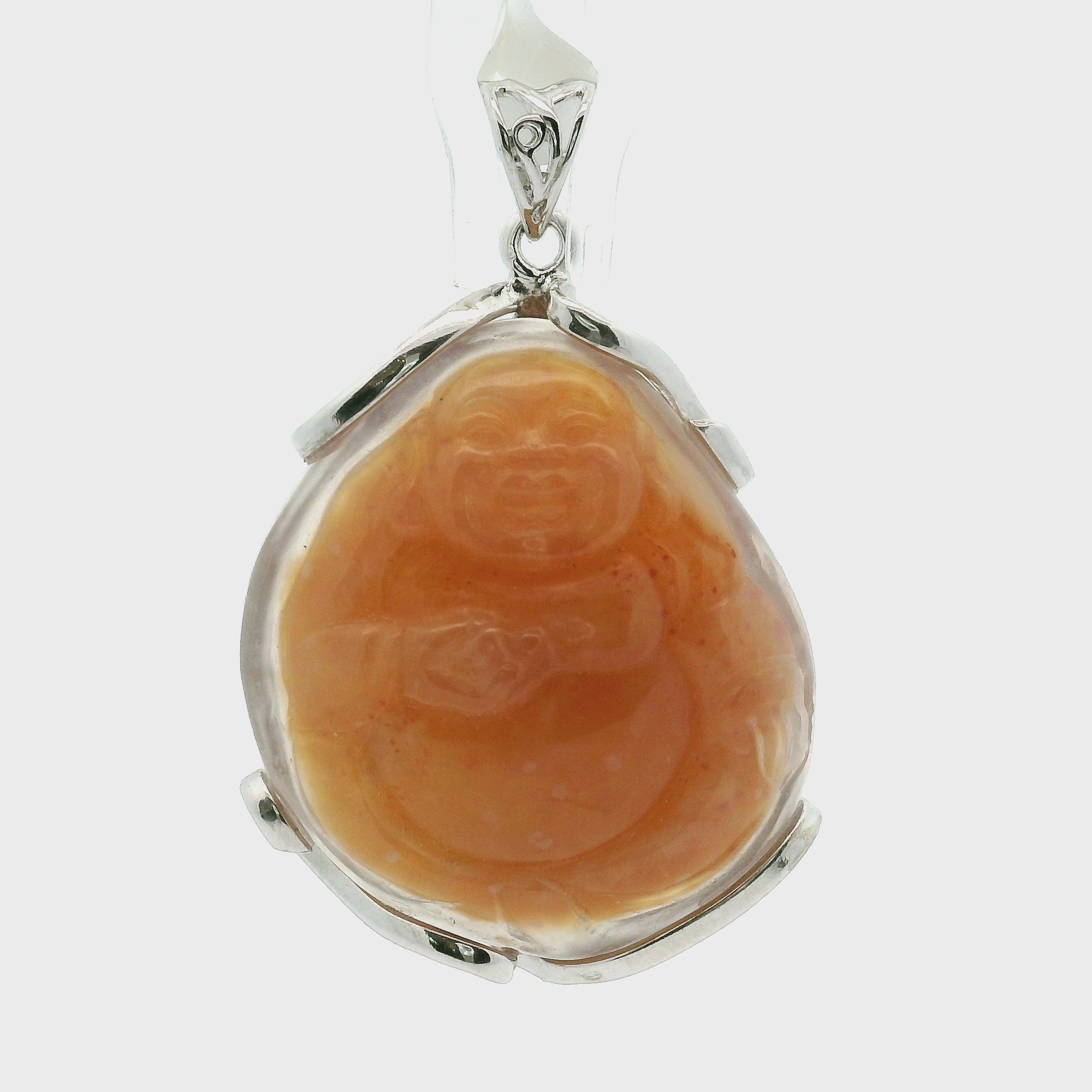 Gobi Candy Agate Carved Pendants .925 Sterling Sliver for Emotional Balancing and Intuitive Awareness