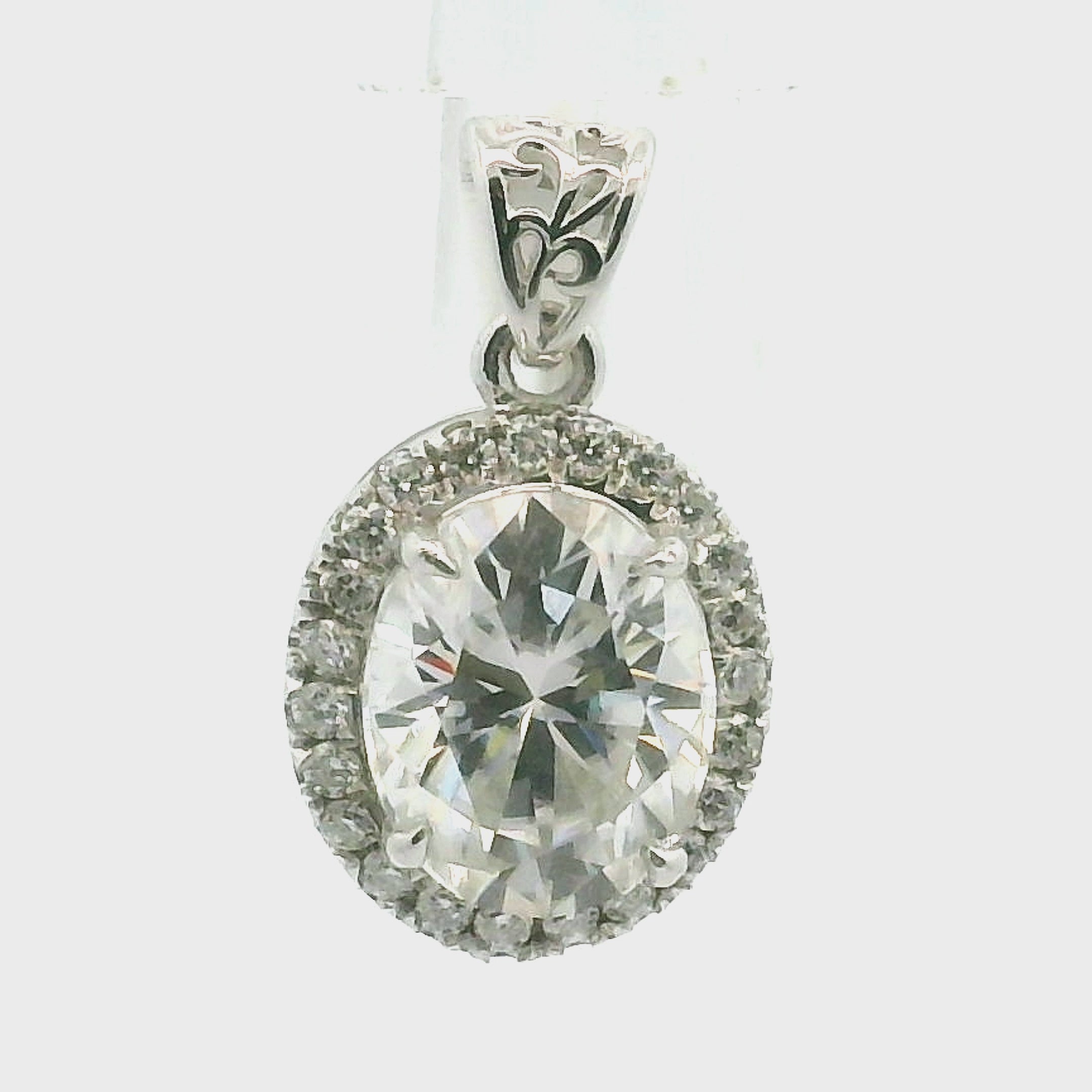 White Moissanite Pavé Pendant .925 Silver for Enlightenment, Inner Peace & Spiritual Transformation