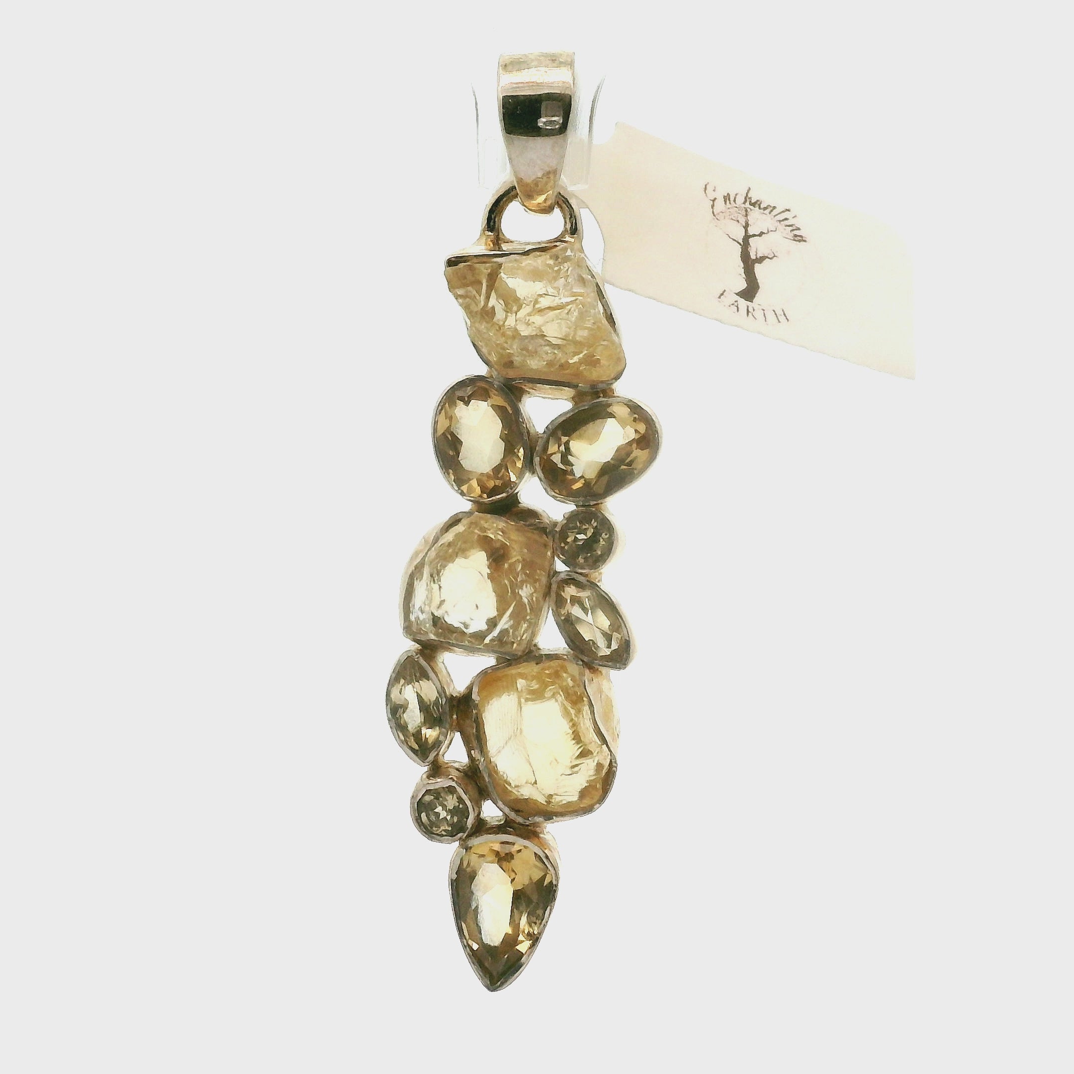 Citrine Multi-Stone Pendant .925 Silver for Abundance, Intuition, Luck and Protection