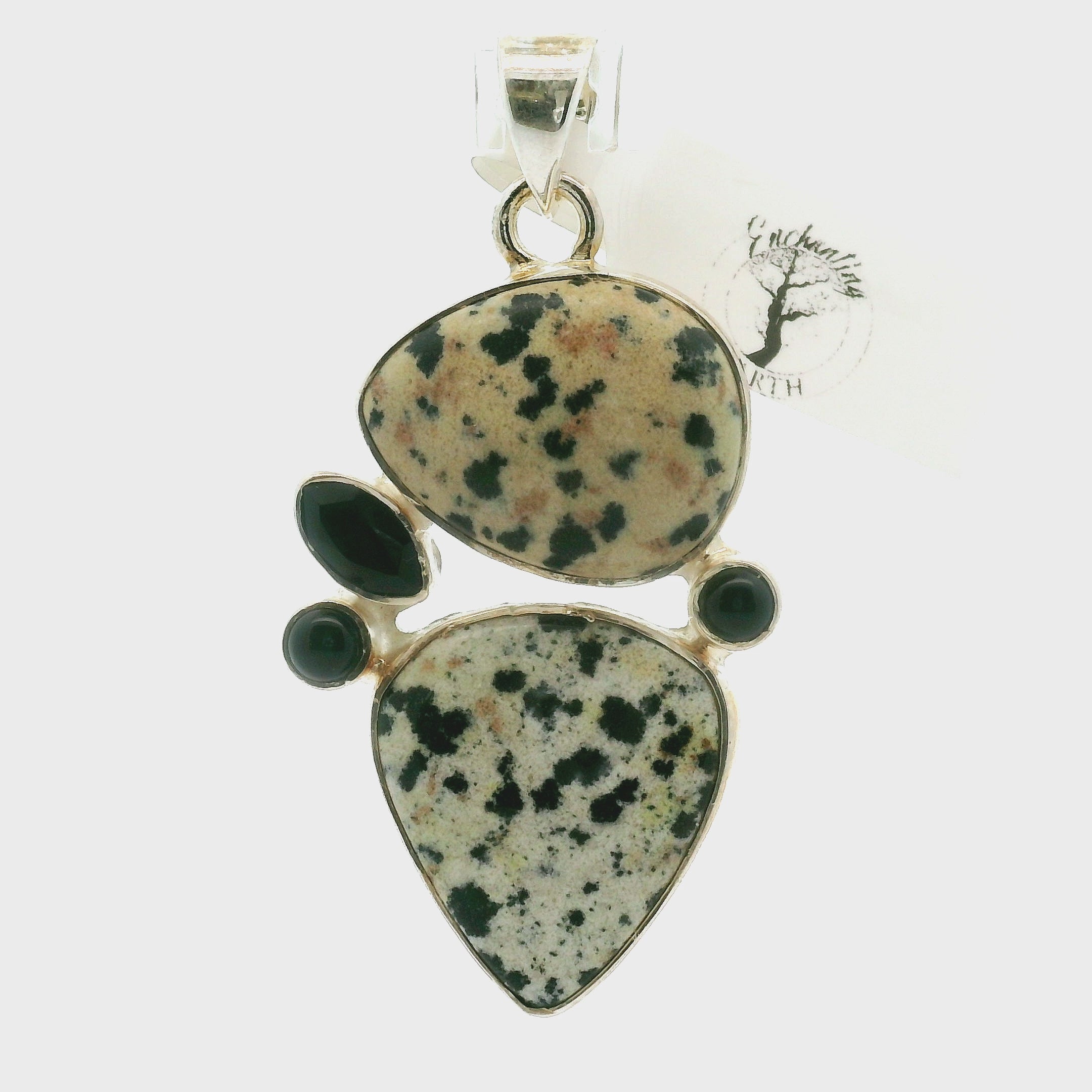 Dalmatian Jasper Multi-Stone Pendant in .925 Silver for Strength and Grounding