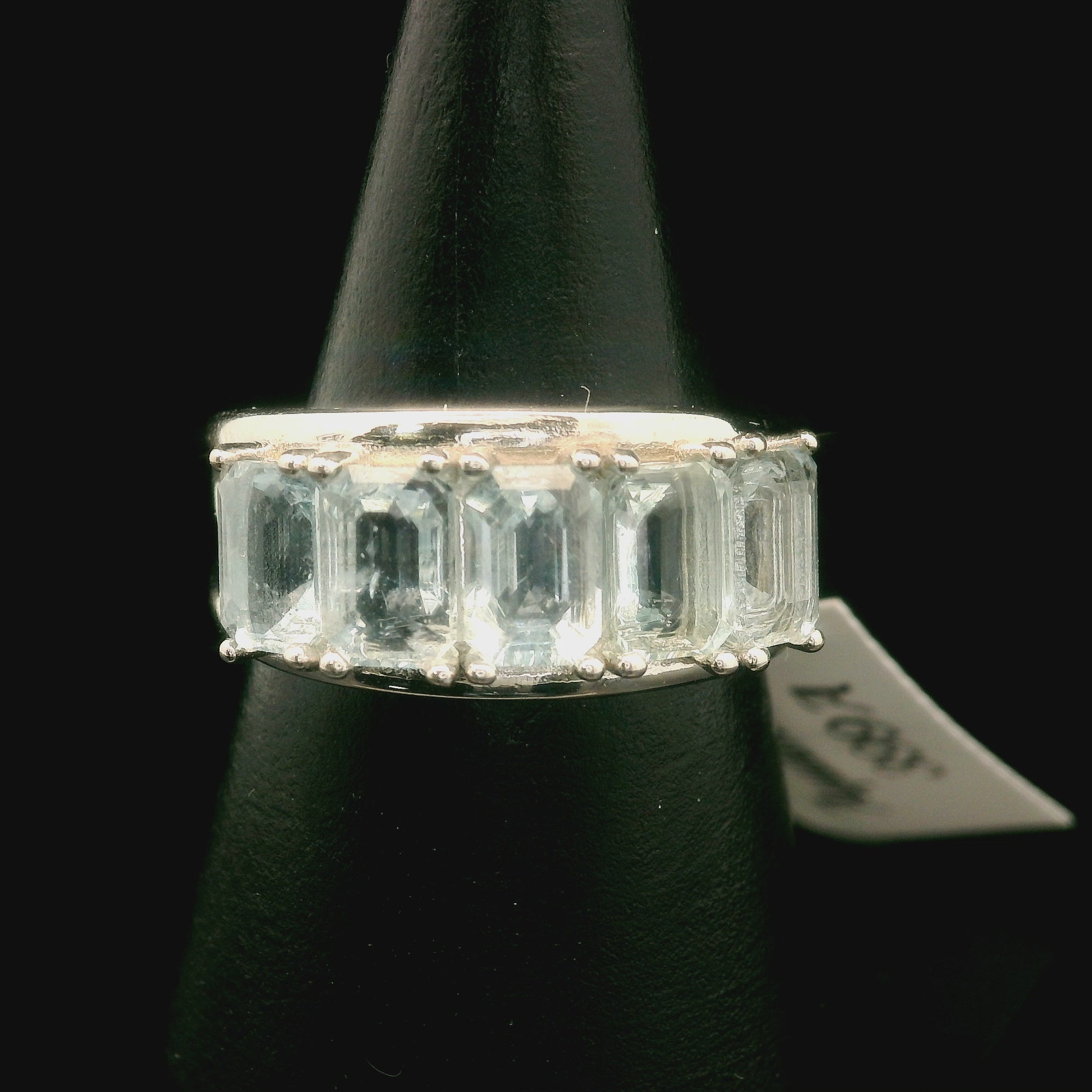 Aquamarine .925 Silver Adjustable Stacker Cuff Ring for Calm Communication