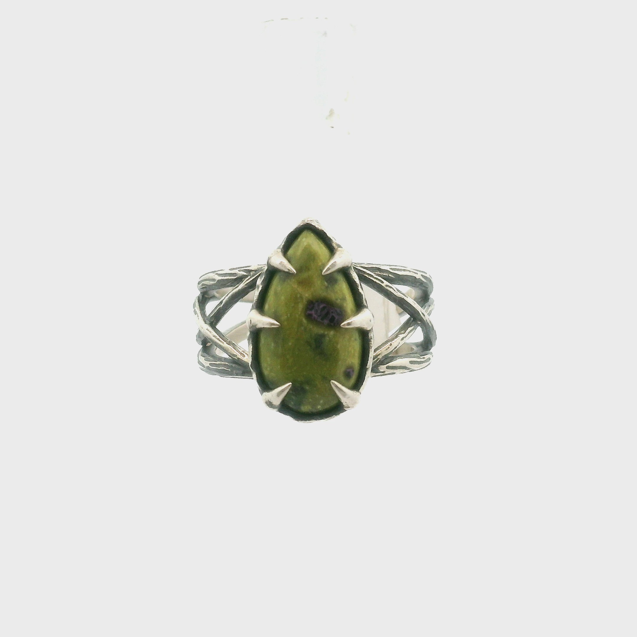 Atlantisite Bad Witch Cuff Ring .925 Silver with Rhodium Plating for Inner Peace and Improved Self Esteem