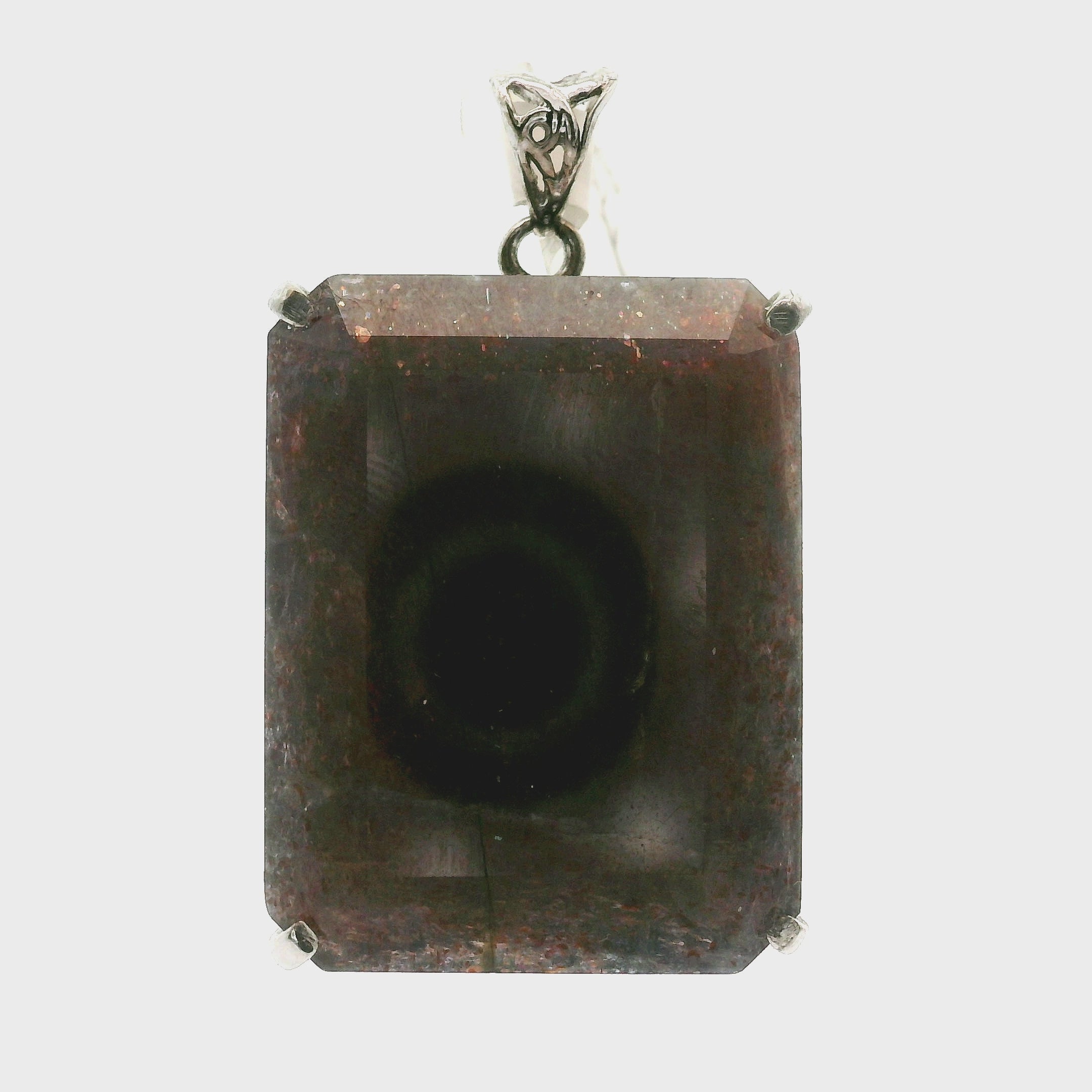 Iolite Sunstone Emerald Cut Pendant .925 Silver for Confidence and Clear Vision
