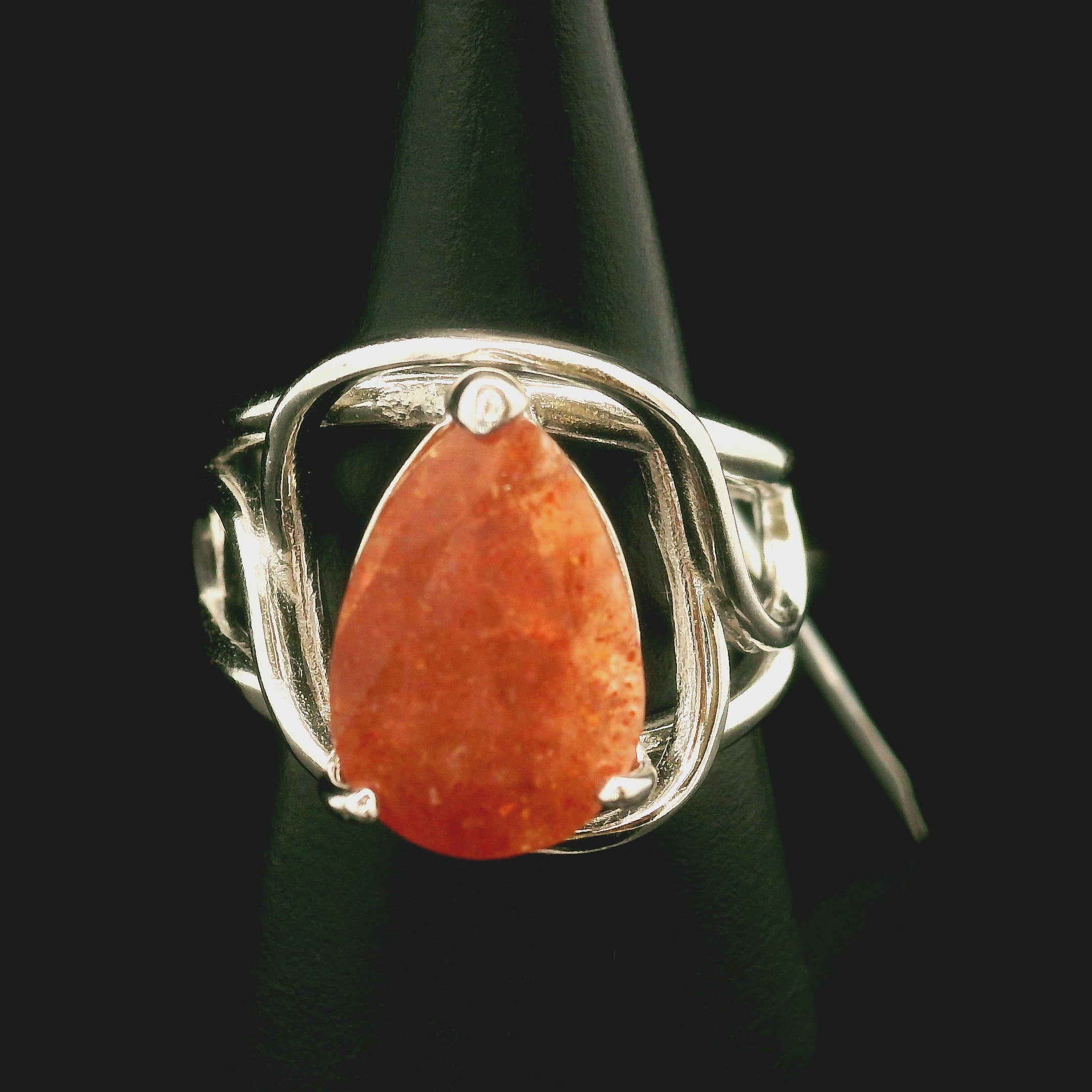 Sunstone Faceted Cuff Ring .925 Silver for Confidence and Strength