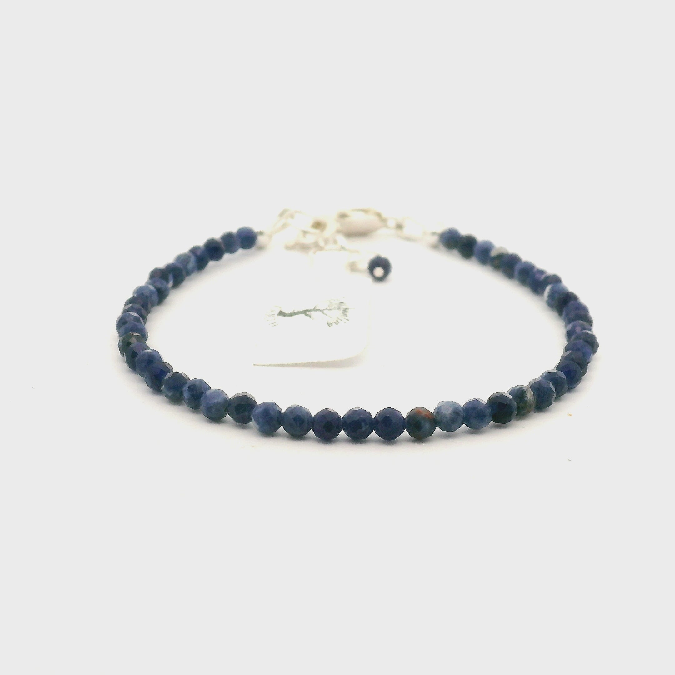 Sodalite Micro Faceted Bracelet 925 Silver for Communication and Intuition