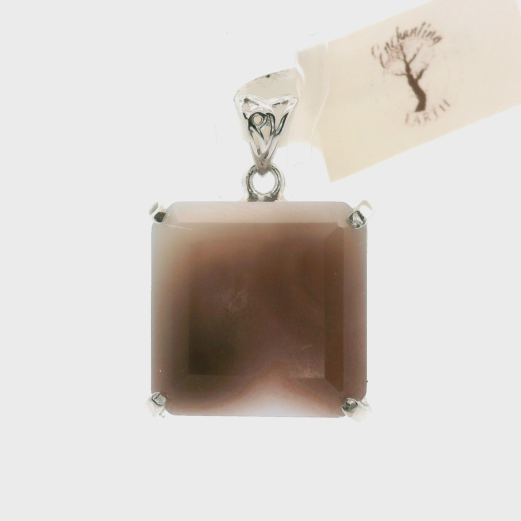 Botswana Agate Faceted Pendant .925 Silver for Hope, Protection and Strength