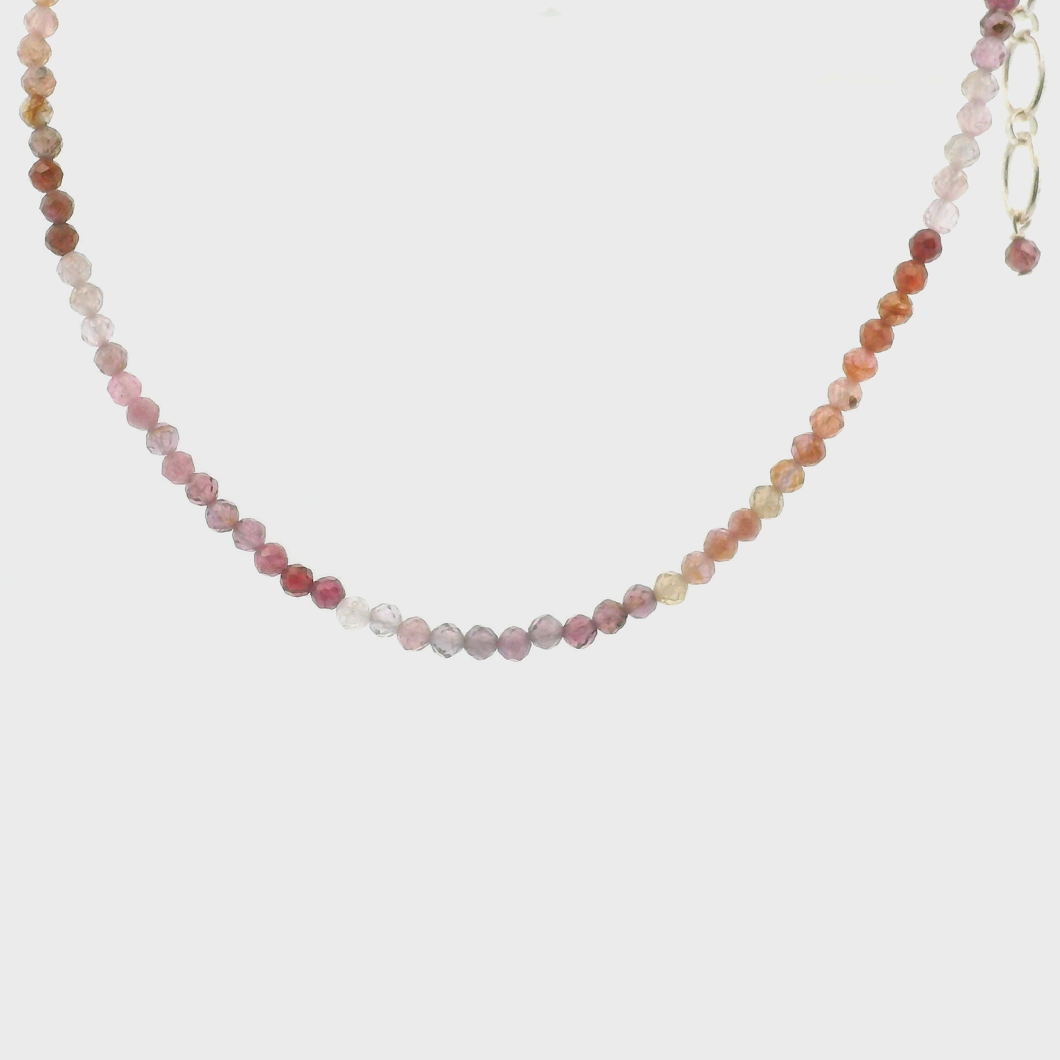 Multi Spinel Micro Faceted Necklace 925 Silver for Compassion & Loyalty