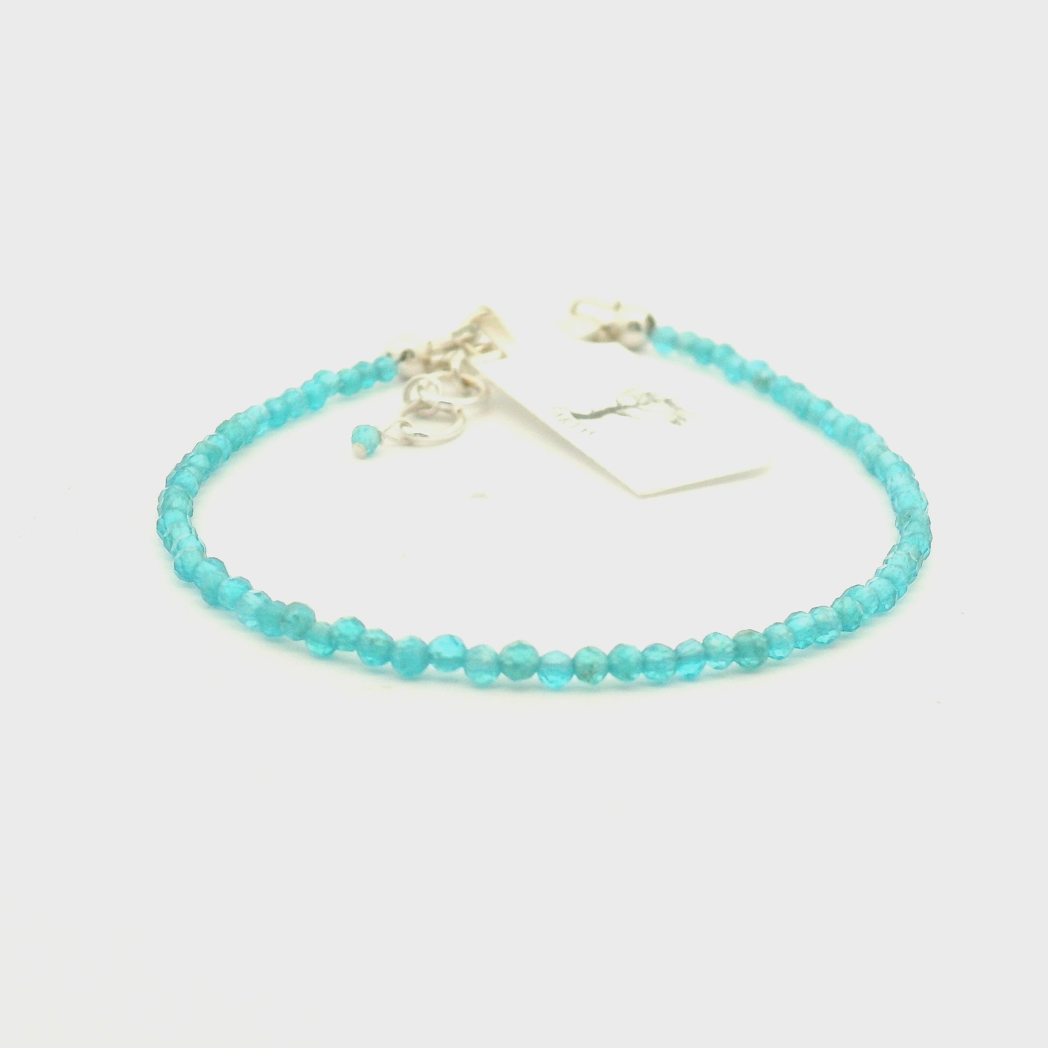 Blue Apatite Faceted Bracelet 925 Silver for Psychic Abilities and Higher Knowledge