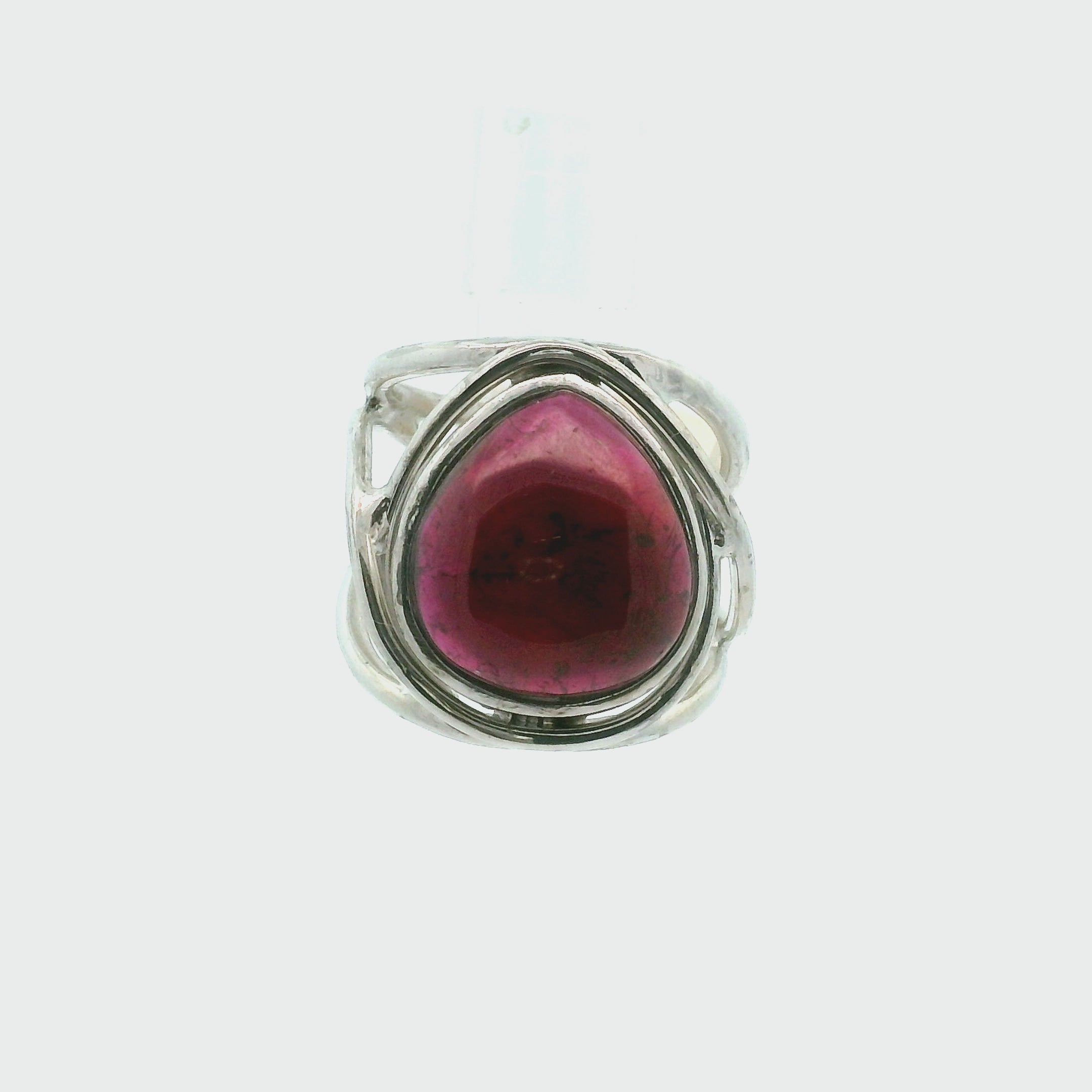 Rhodolite Garnet Cuff Ring .925 Silver for Connection with Angels and Spirit Guides