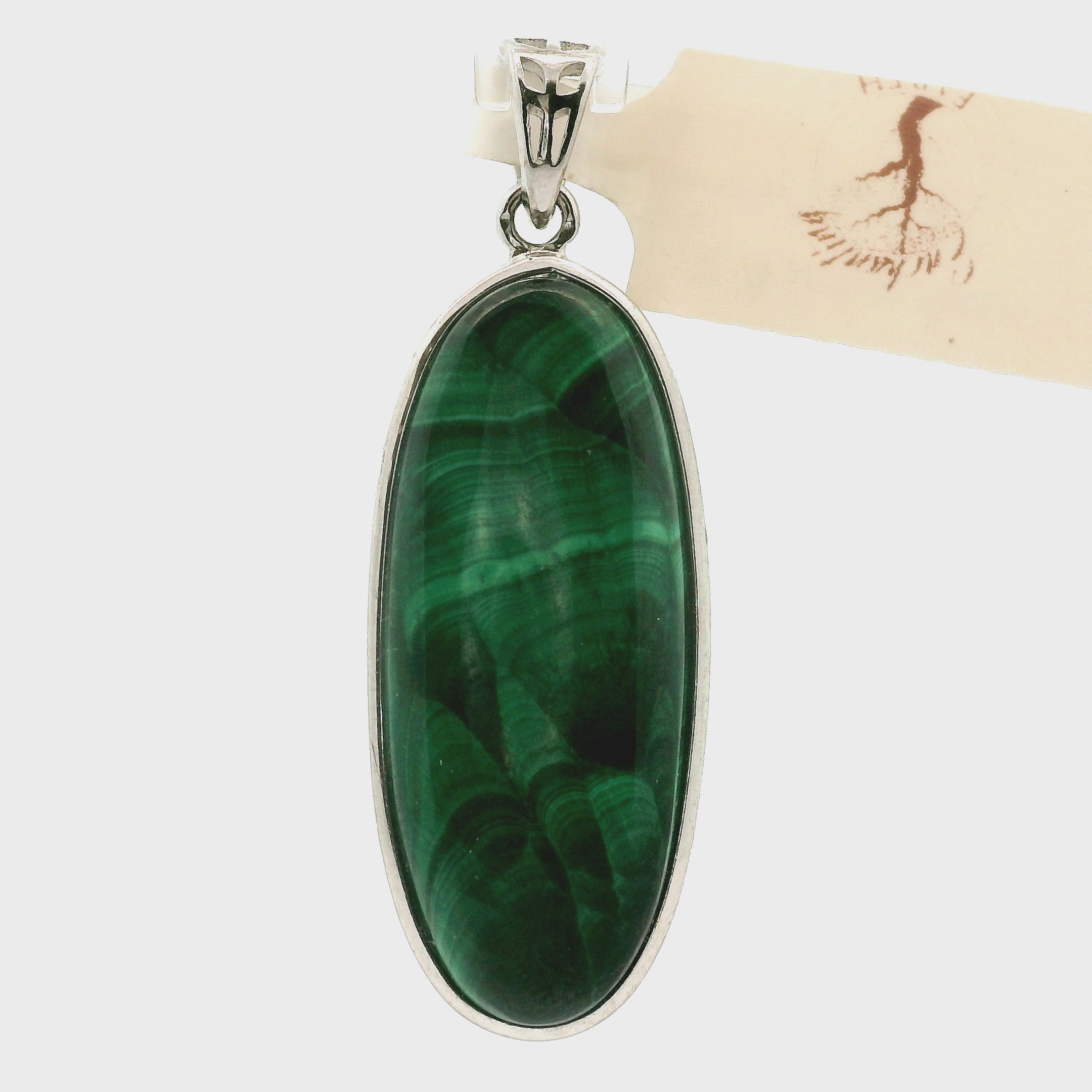 Malachite Pendant .925 Silver for Abundance, Luck and Transformation