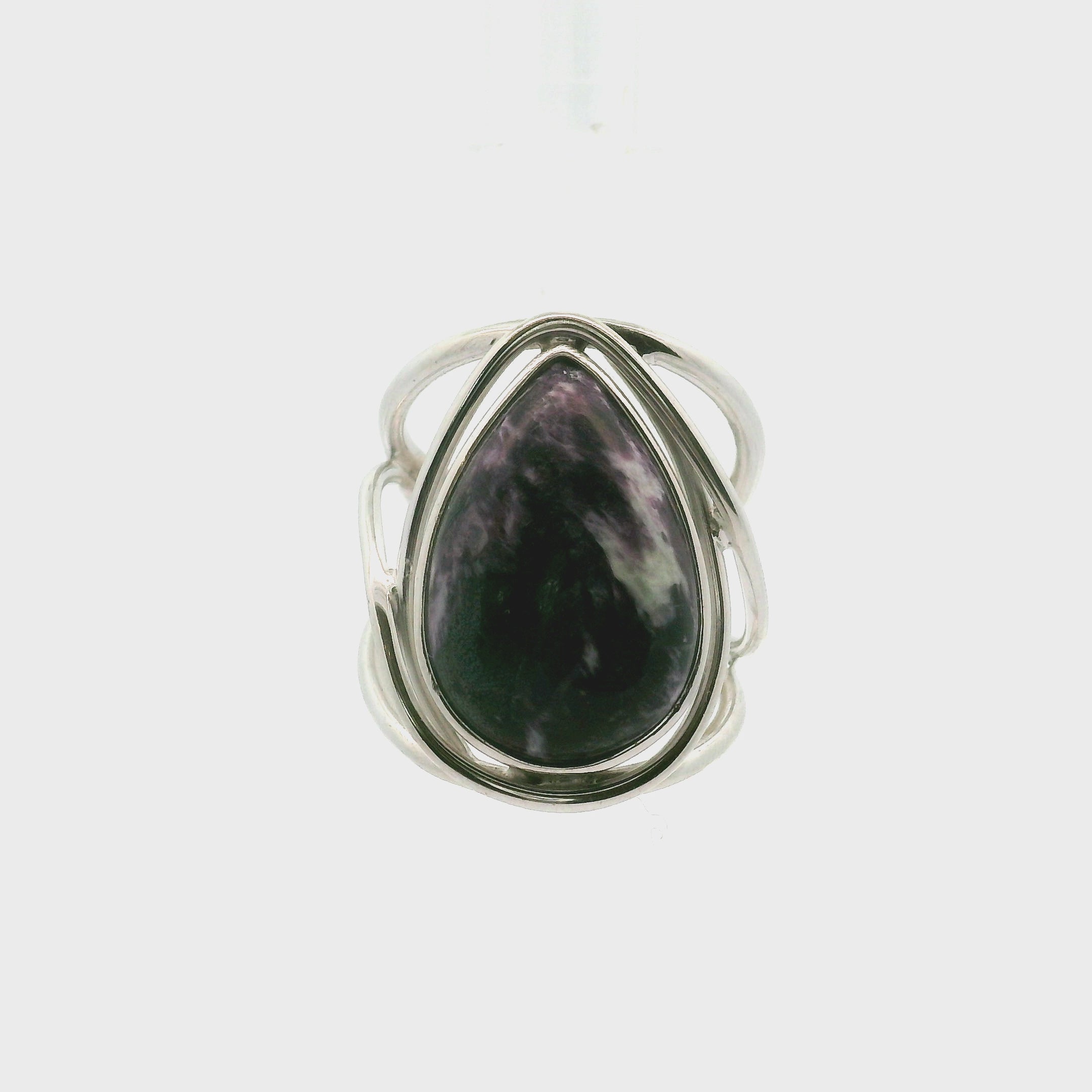 Kammererite Cuff Ring .925 Silver for Balance, Enlightenment, Harmony and Joy
