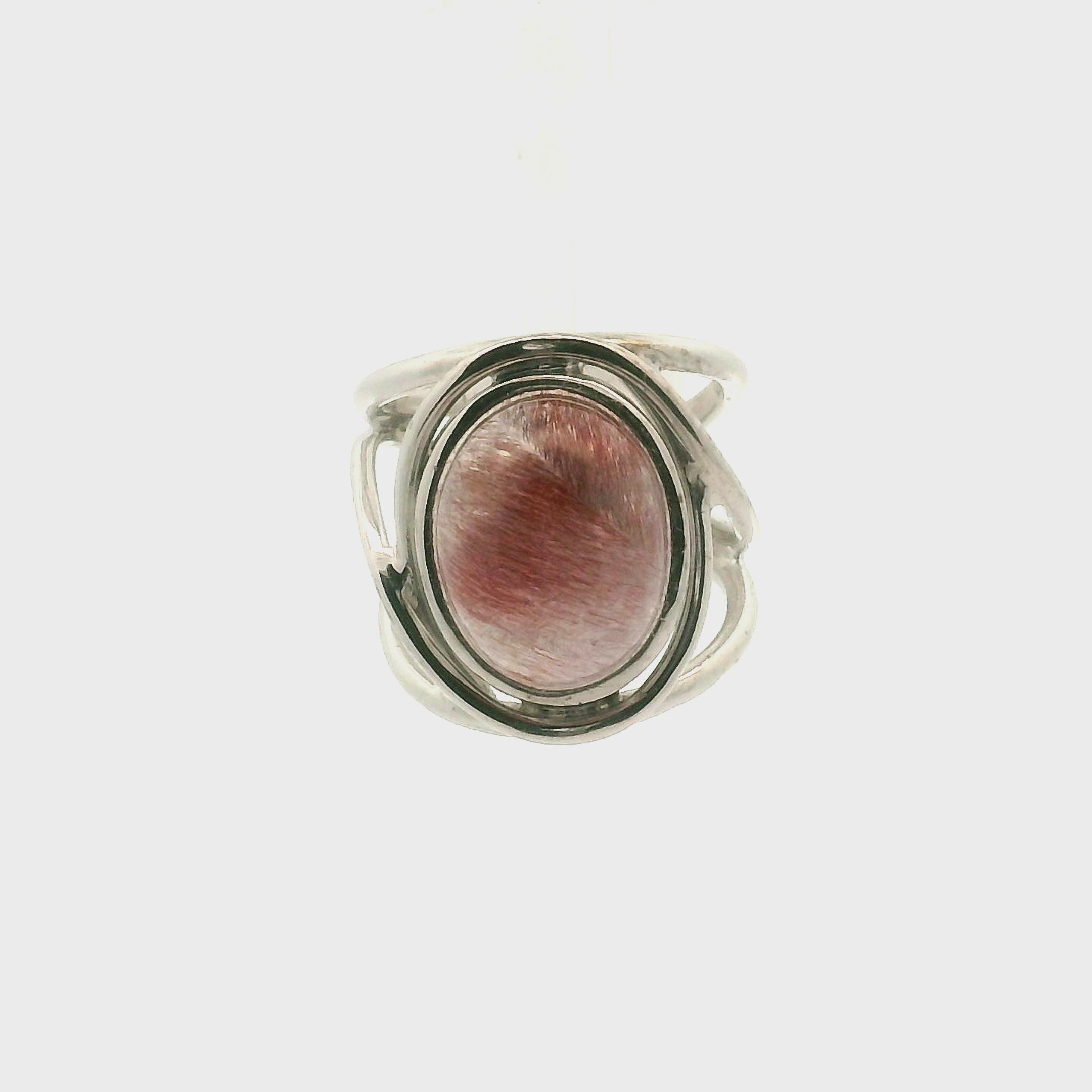Red Rutile S7 Cuff Ring 925 Silver for Life Force Energy and Renewal
