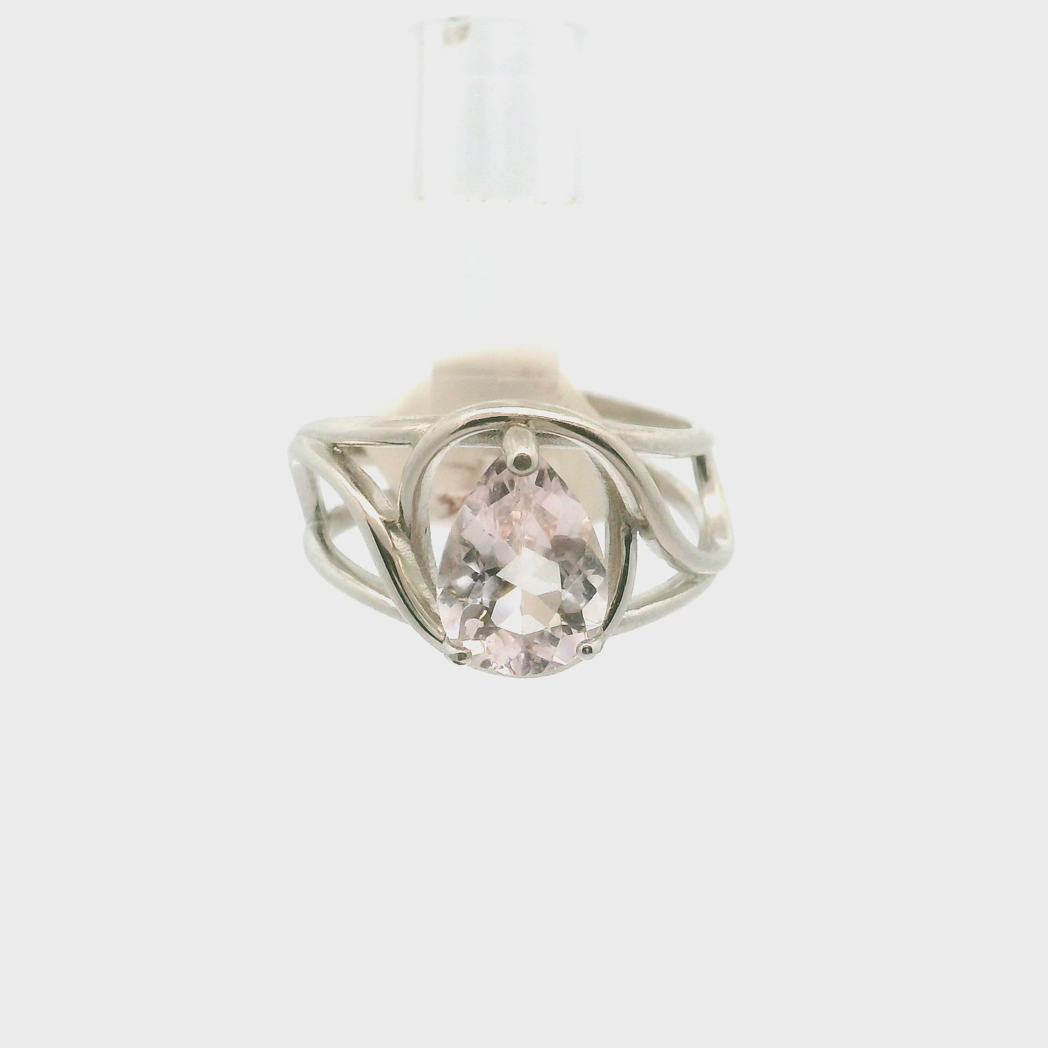 Morganite Midi Cuff Ring .925 Silver for Abundance of Joy and Love