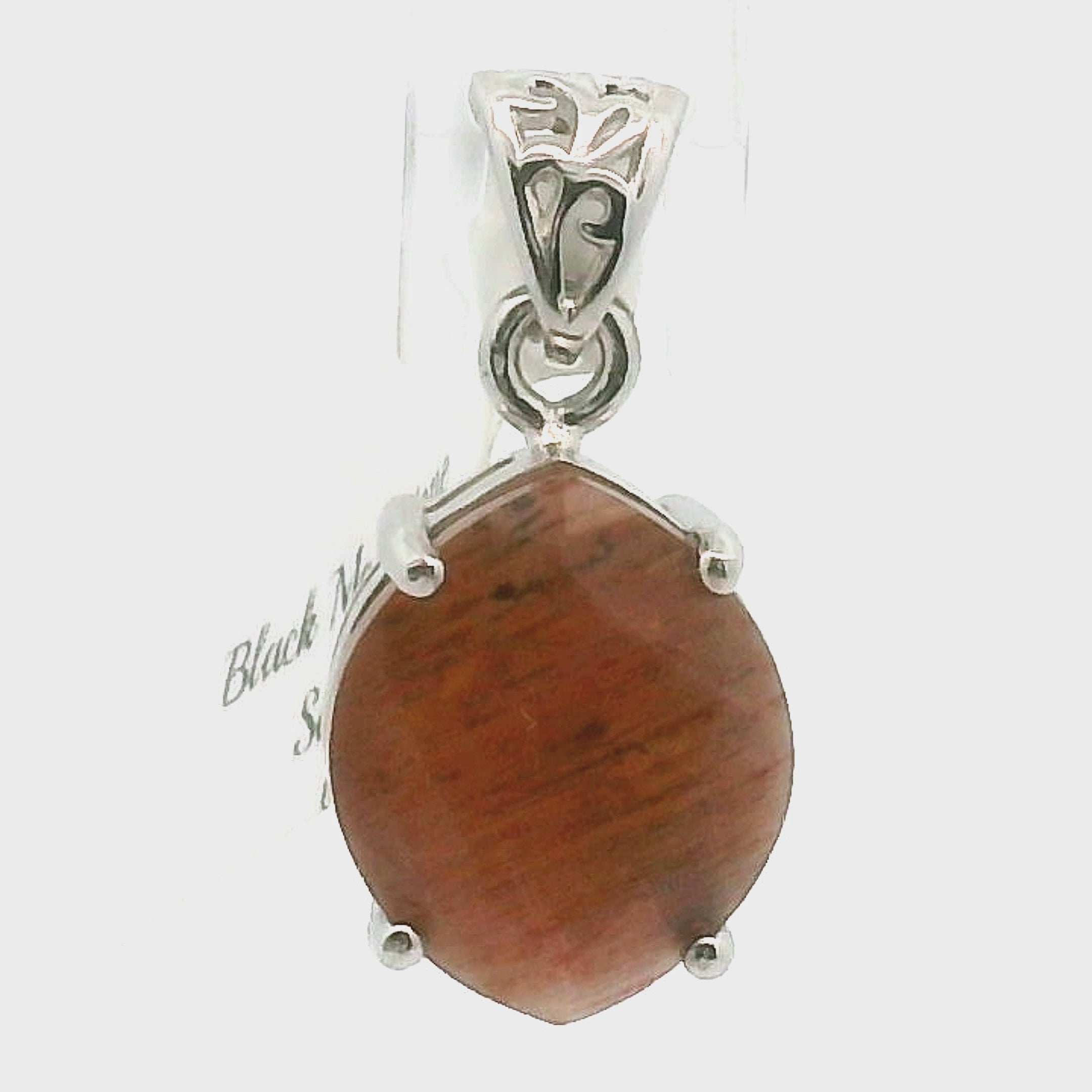 Black Moonstone with Sunstone Pendant .925 Silver for Confidence and Strength
