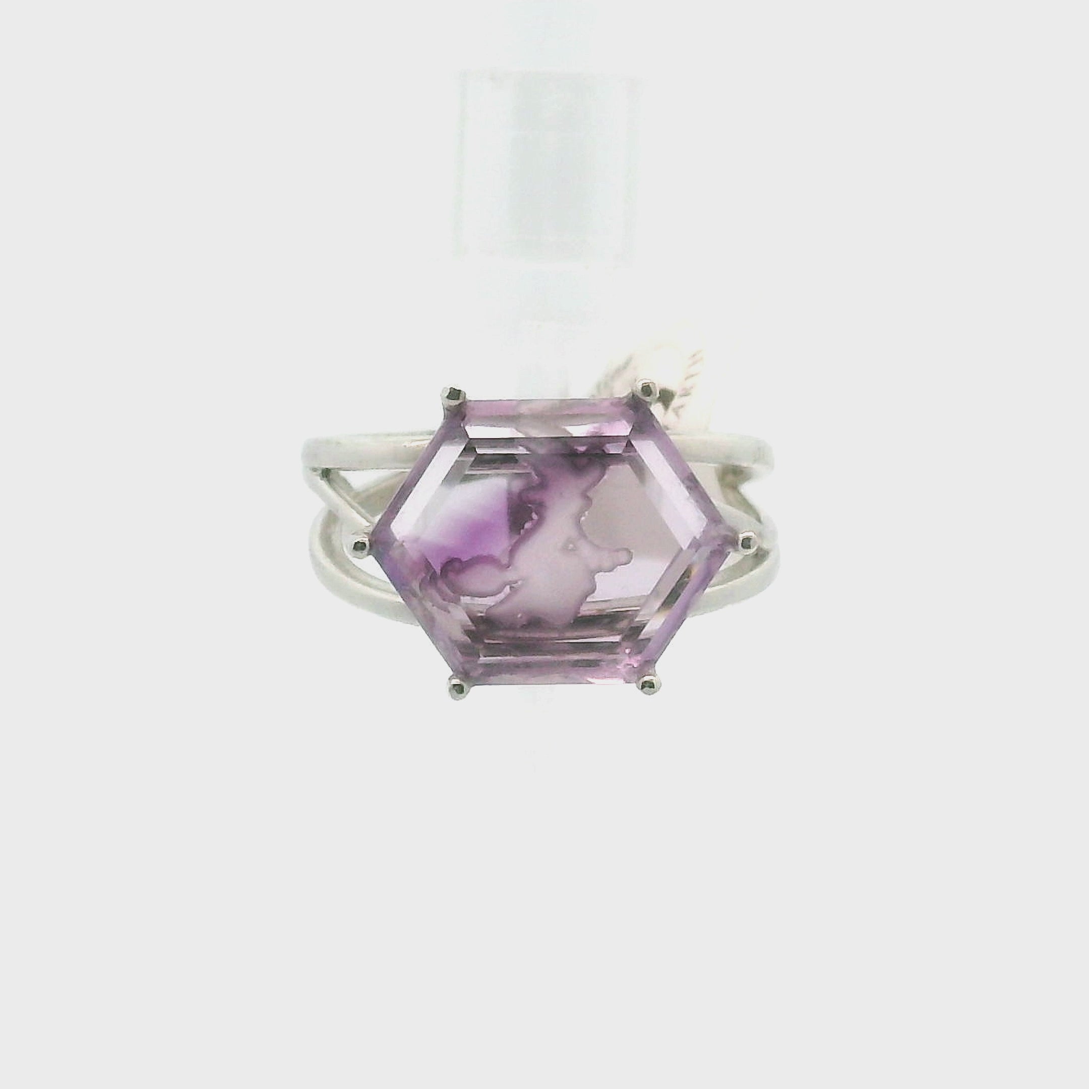 Witch on a Broom Hexagon Cuff Ring .925 Silver for Spiritual Connection