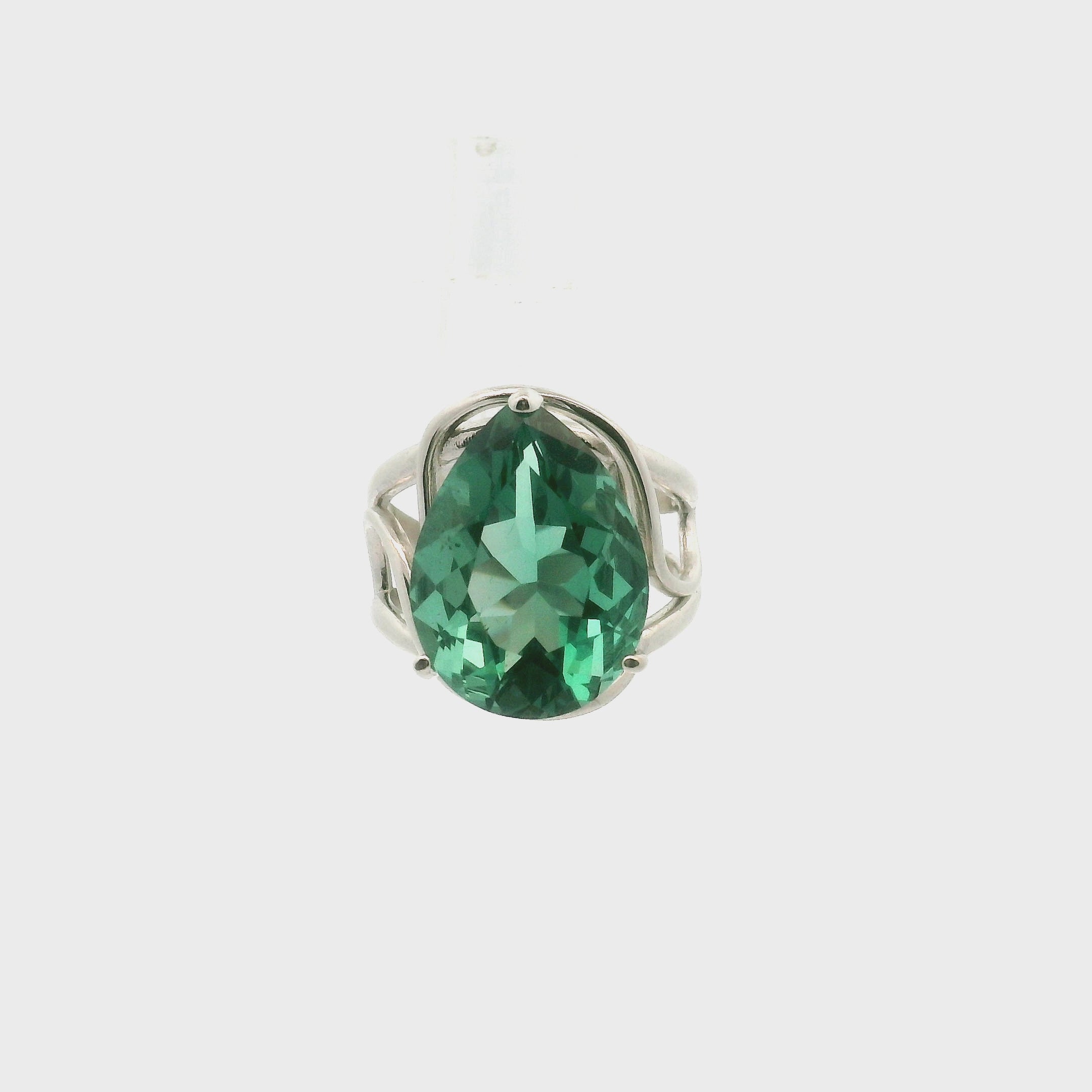 England Fluorite Faceted Drop Cuff Ring .925 Silver for Truth and Guidance