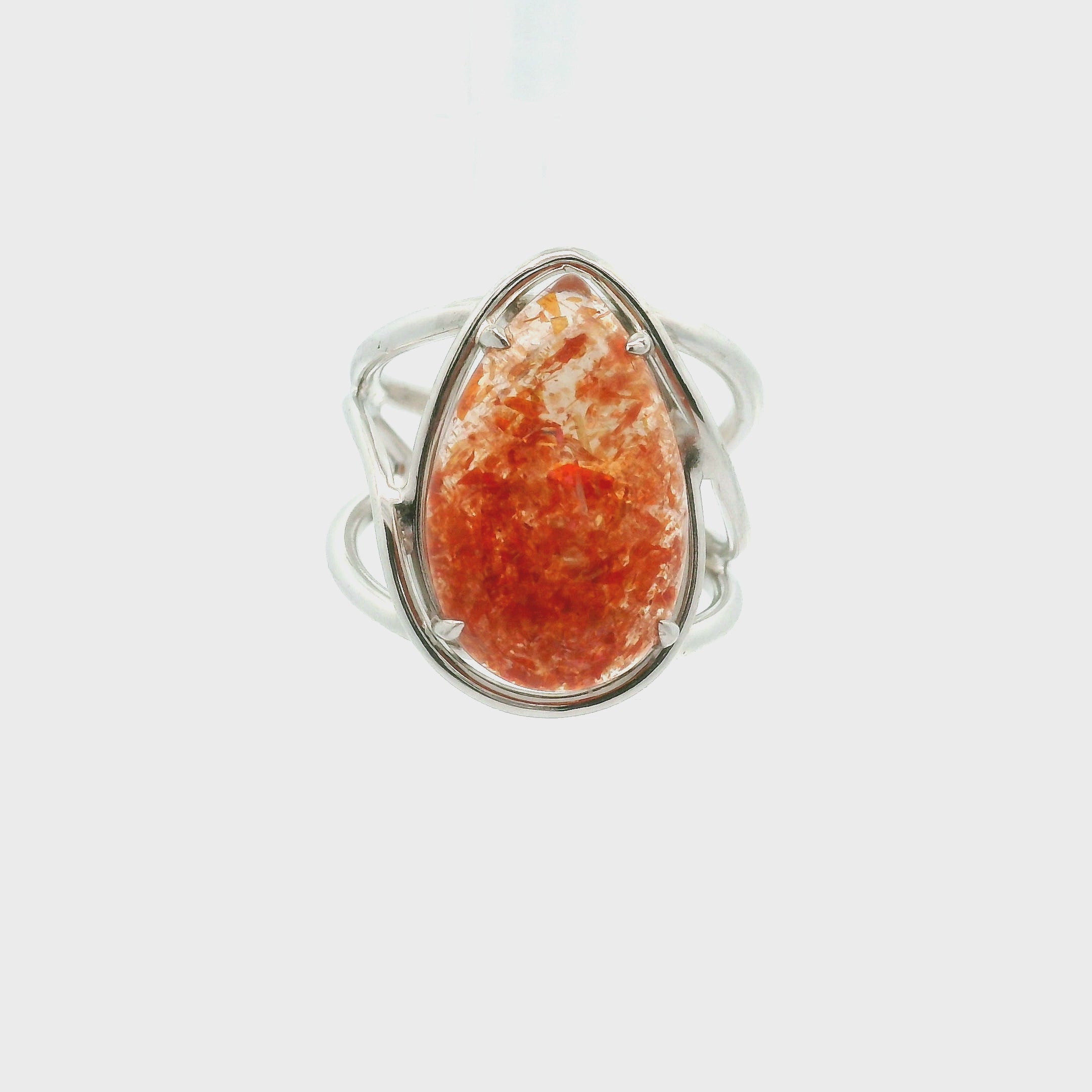 Sunstone Cuff Ring .925 Silver for Confidence, Joy and Vitality