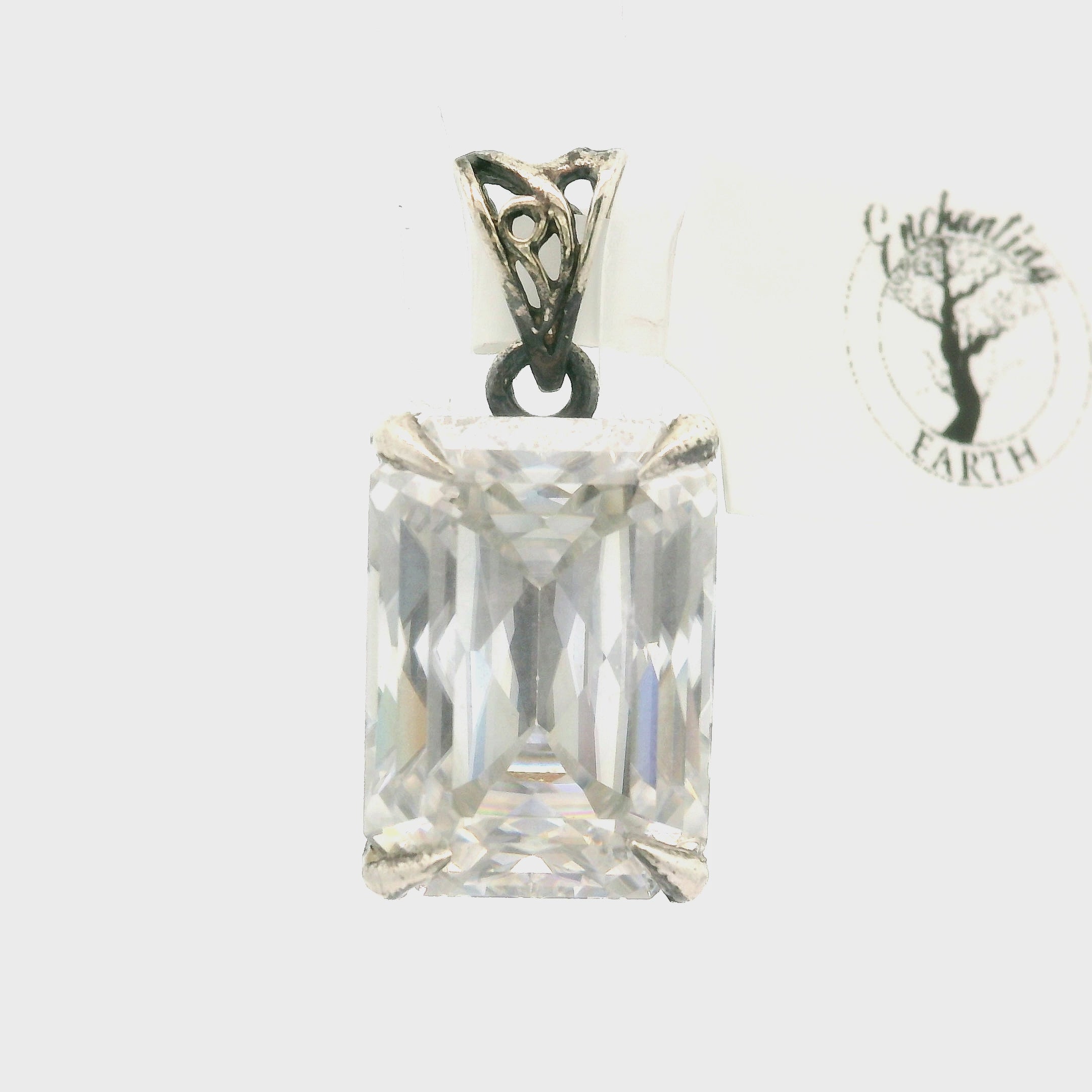 Emerald Cut Moissanite Bad Witch Pendant .925 Silver for Spiritual Evolution and Awakening