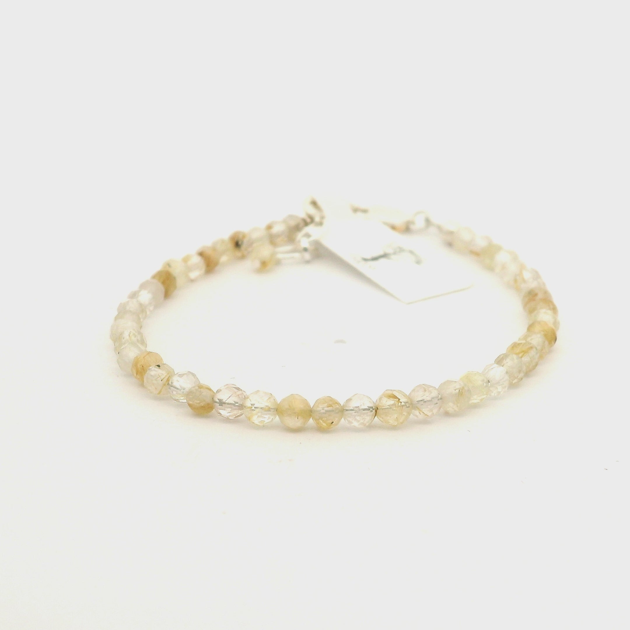 Gold Rutile Micro Faceted Bracelet 925 Silver for Abundance and Growth