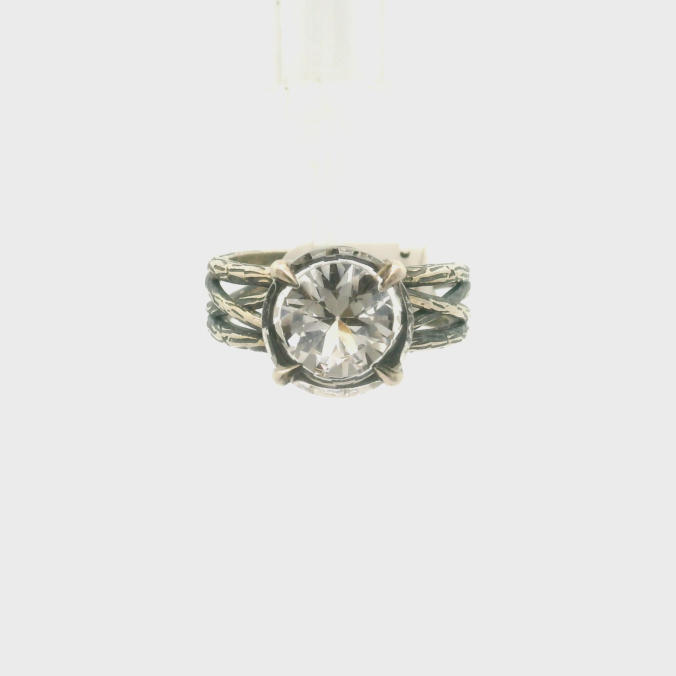 Bad Witch Danburite Cuff Ring .925 Silver for Connection with Higher Realms, Peace and Self Acceptance
