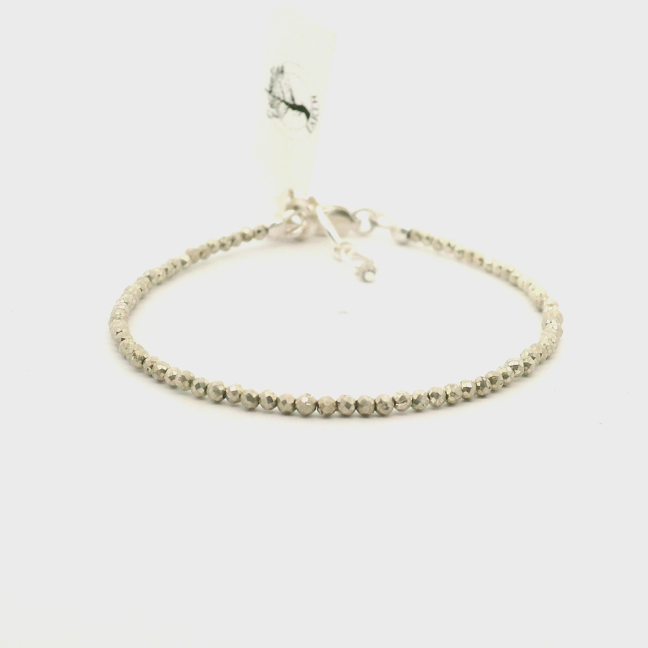Pyrite Micro Faceted Bracelet 925 Silver for Grounding and Good Luck