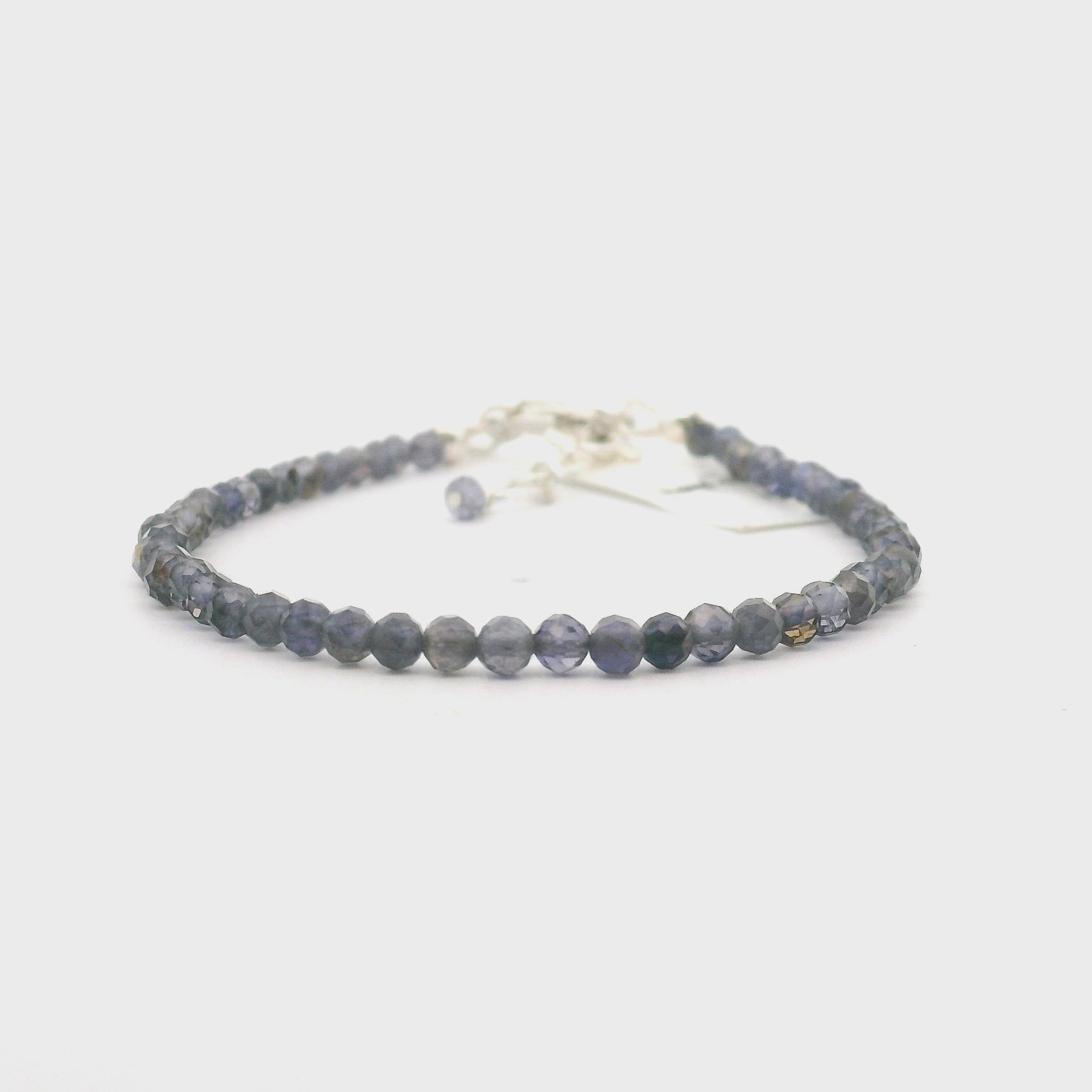 Iolite Micro Faceted Bracelet 925 Silver for Divination and Wisdom
