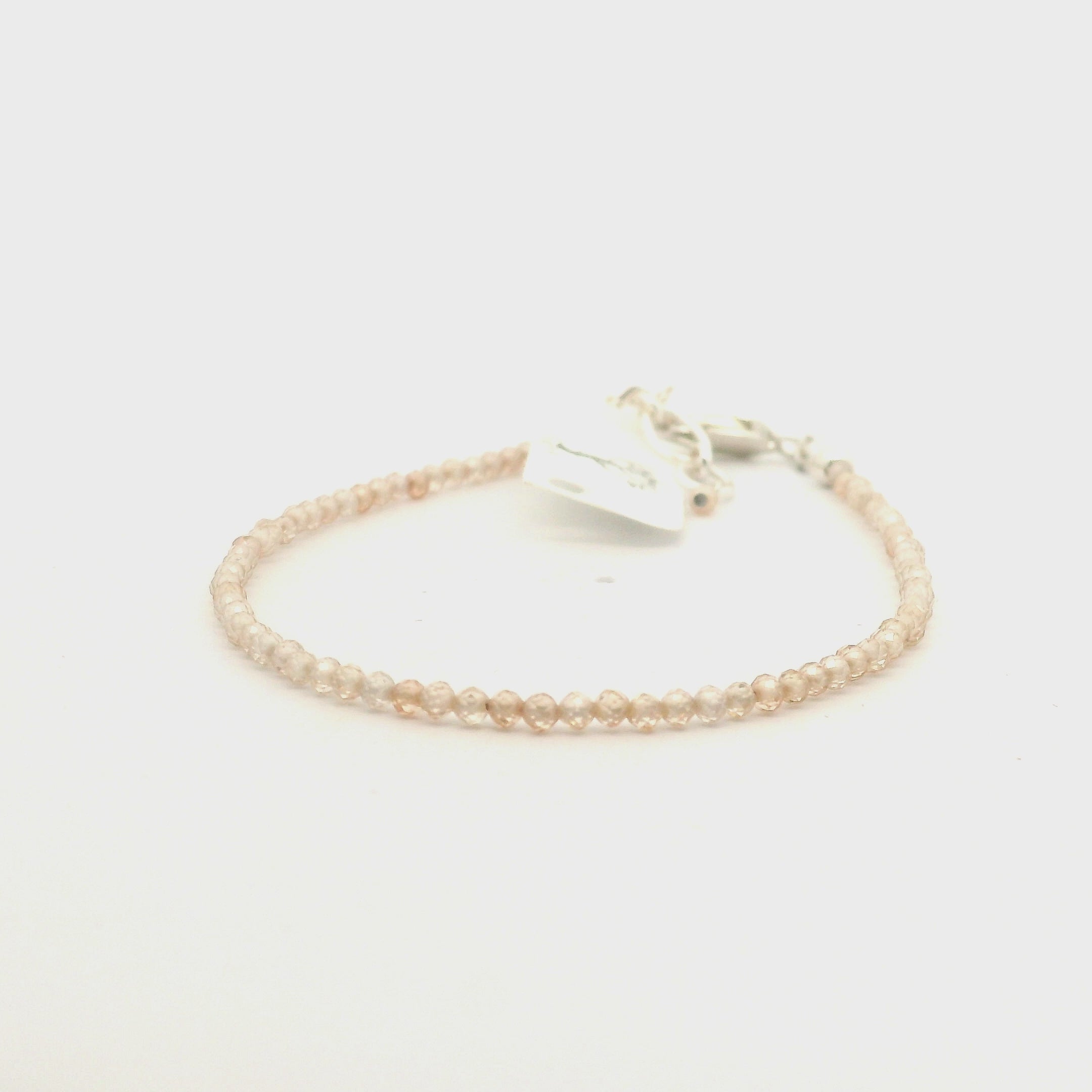 Beige Zircon Micro Faceted Bracelet 925 Silver for Organization and Transformation