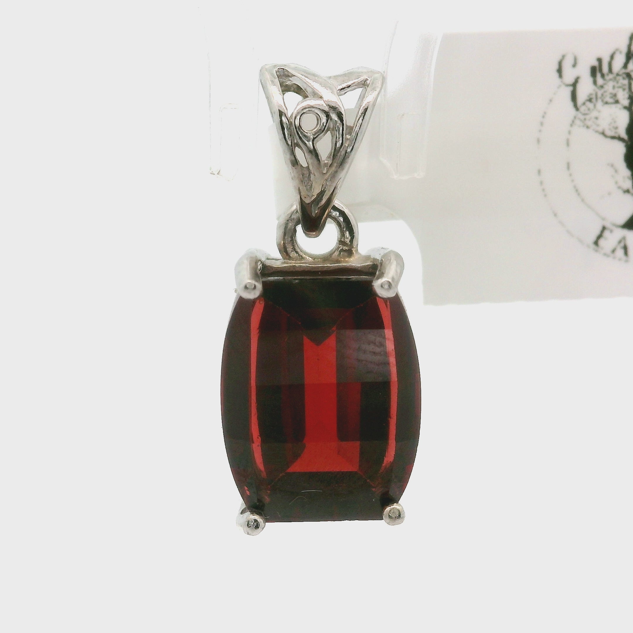 Garnet Pixel Cut Pendant .925 Silver for Strength and Universal Connection