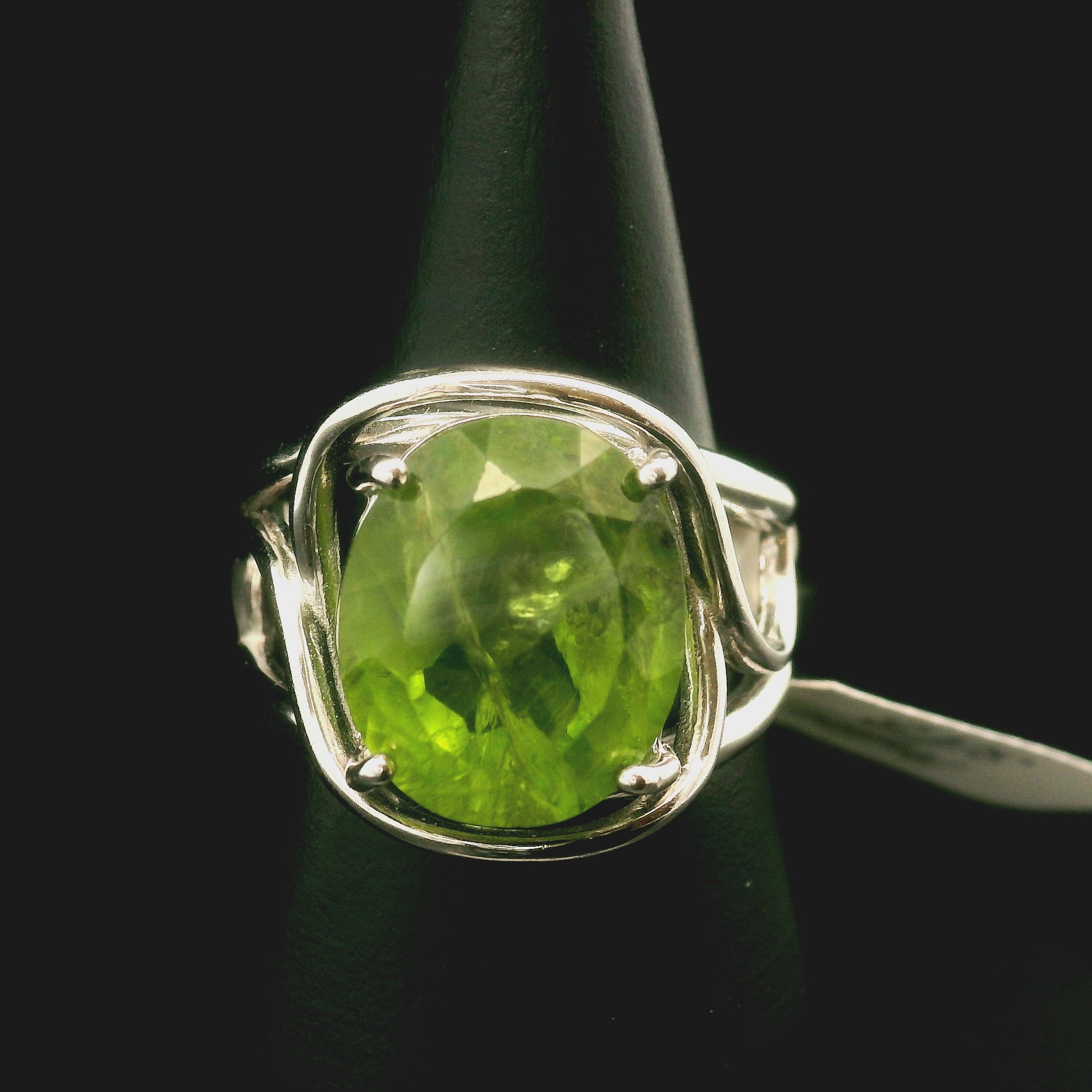 Peridot Cuff Ring .925 Silver for Health and Strength
