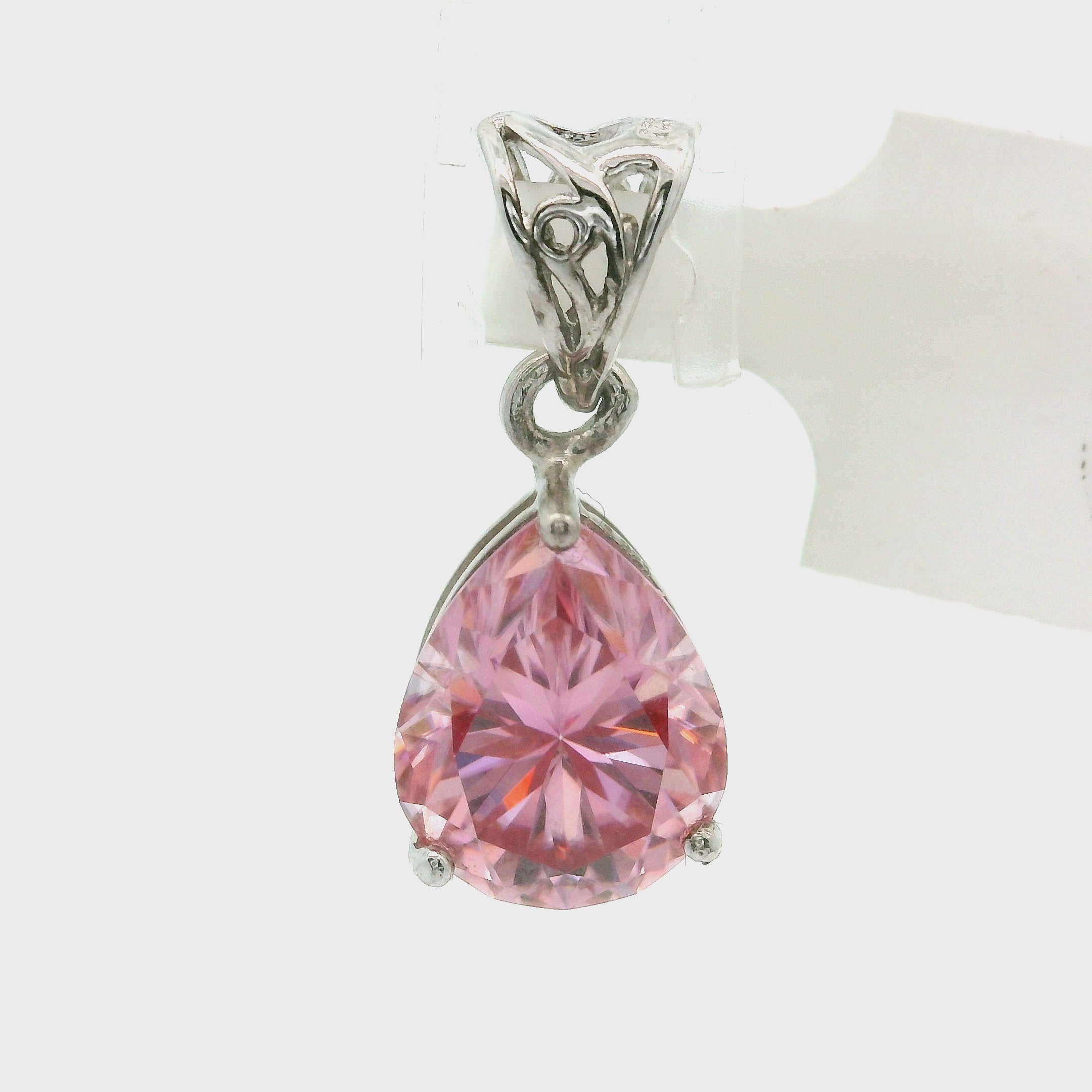 Pink Moissanite Pendant .925 Silver for Enlightenment, Inner Peace & Spiritual Transformation