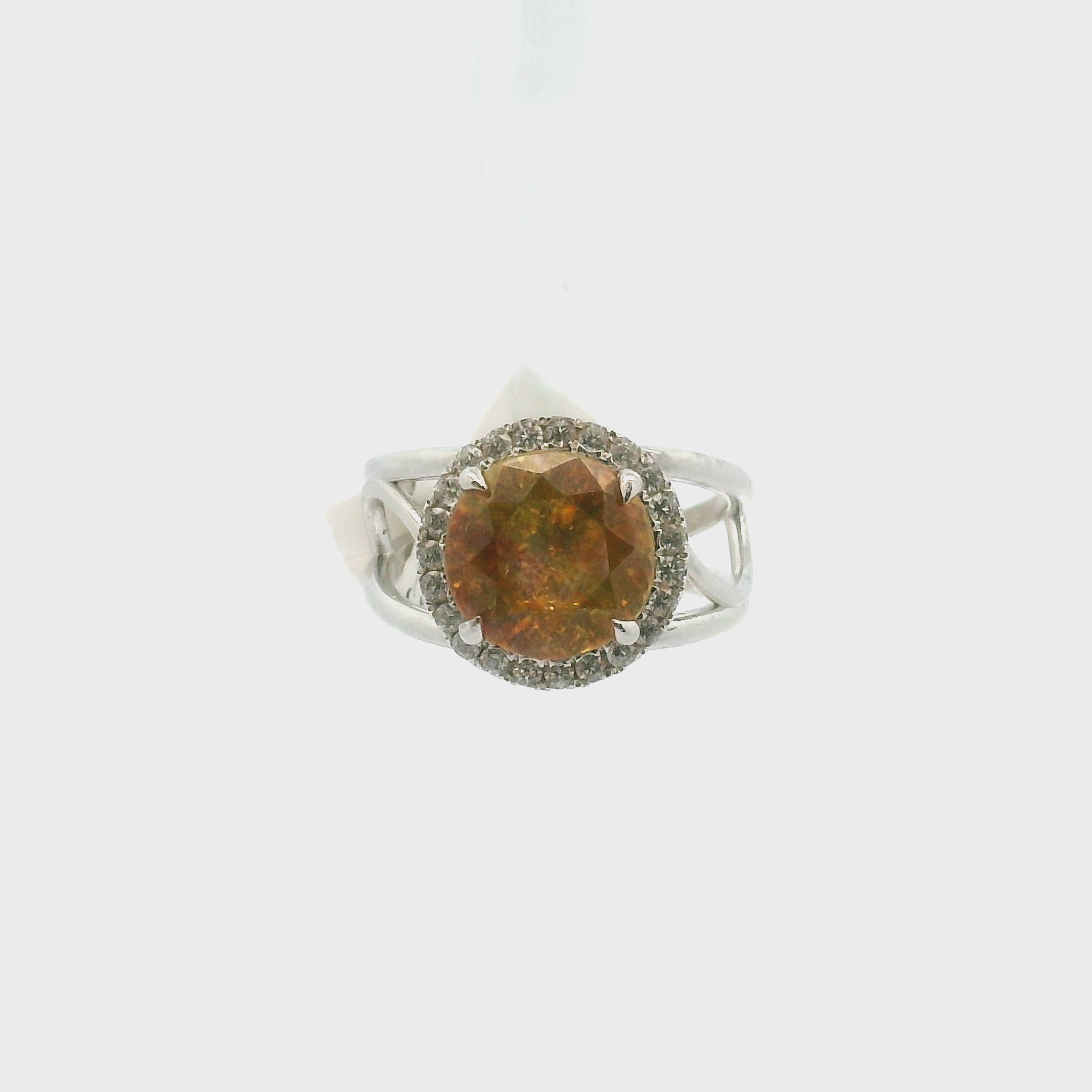 Sphalerite with Zircon Pavé Cuff Ring .925 Silver for Transformation, Self-Reflection and Acceptance